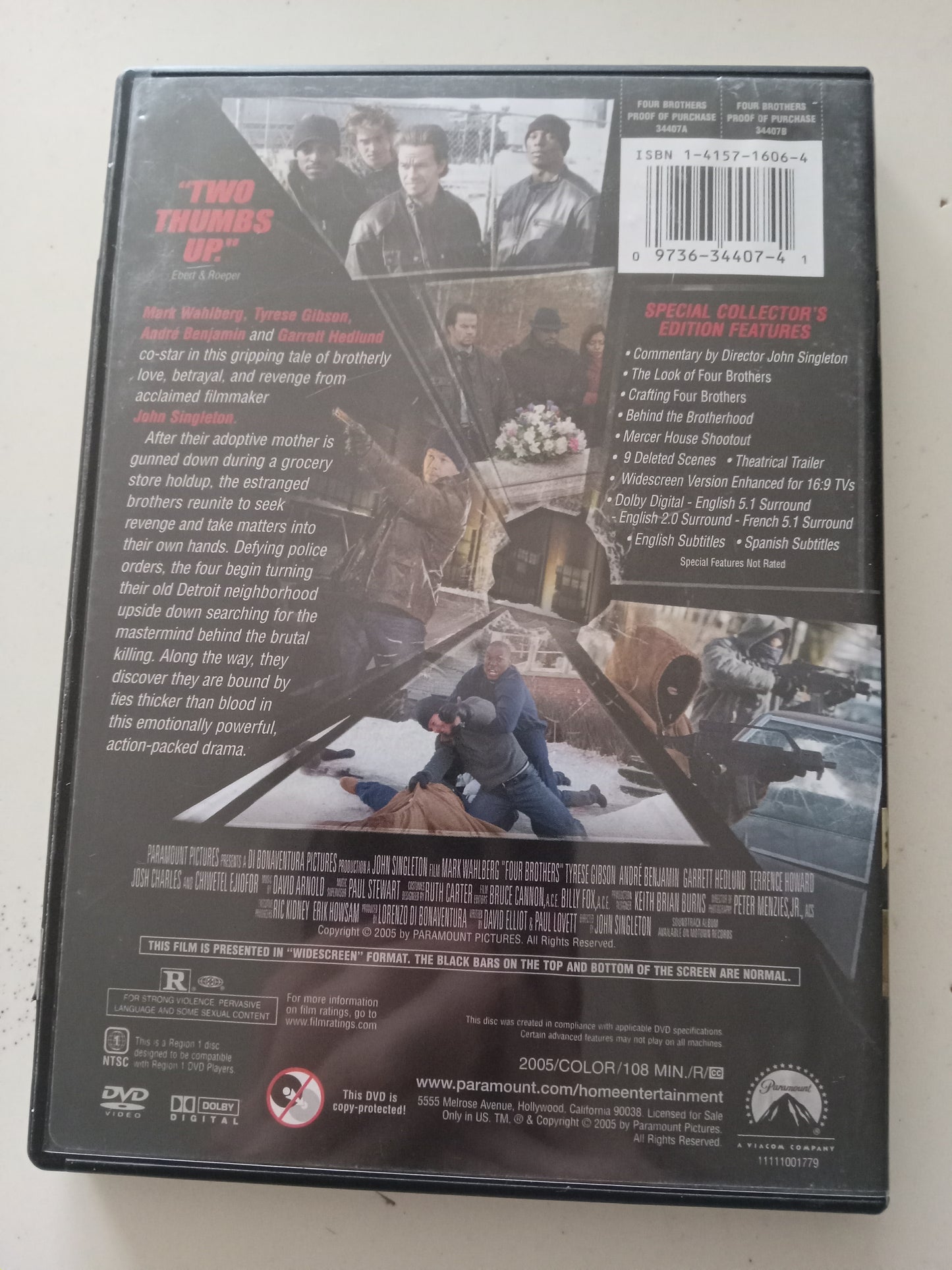 Four Brothers, DVD Movie, Mark Wahlberg Widescreen, Rated R, USED