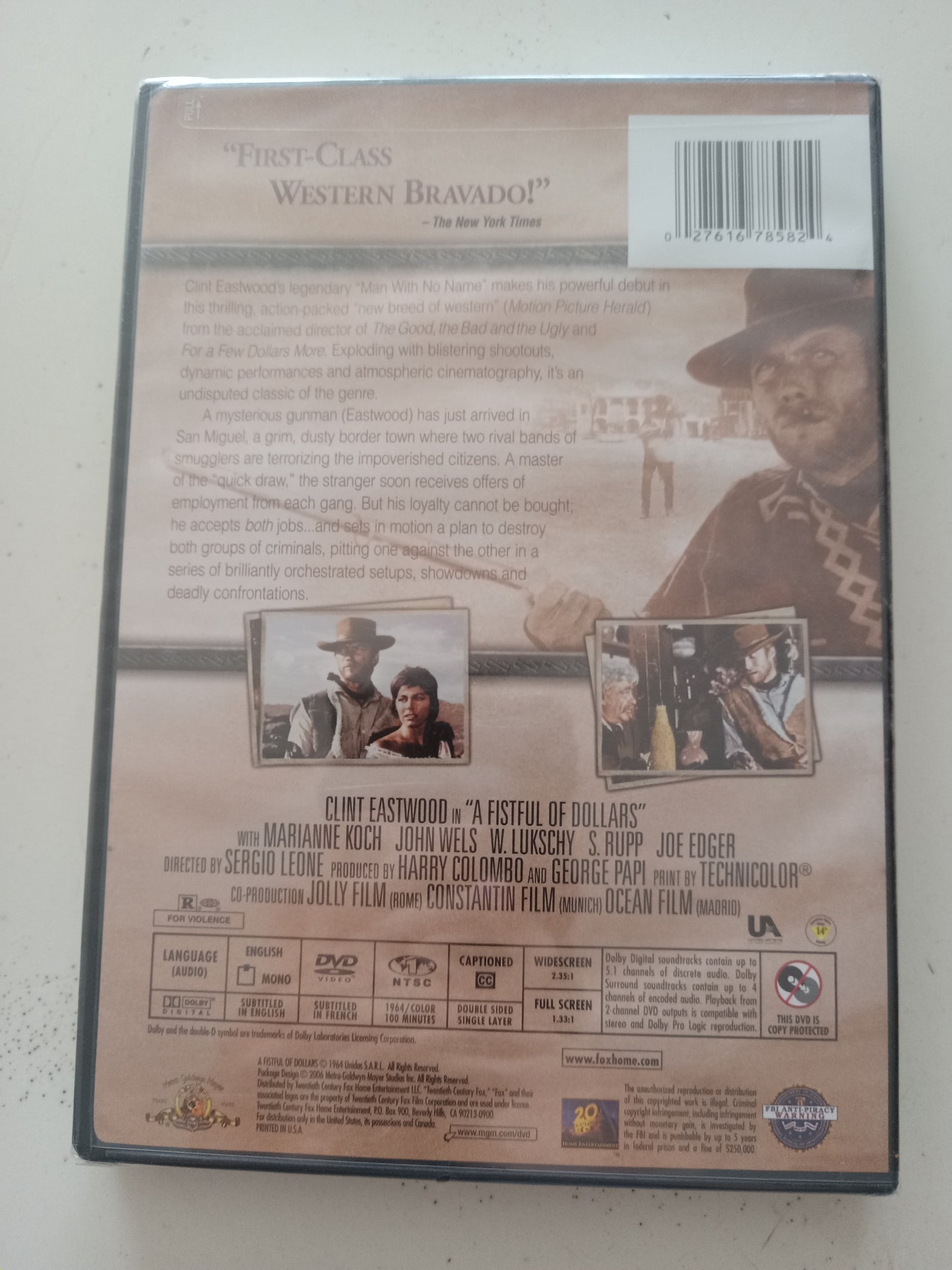 A Fistful Of Dollars, DVD Movie, Fullscreen, Widescreen, Rated R, NEW