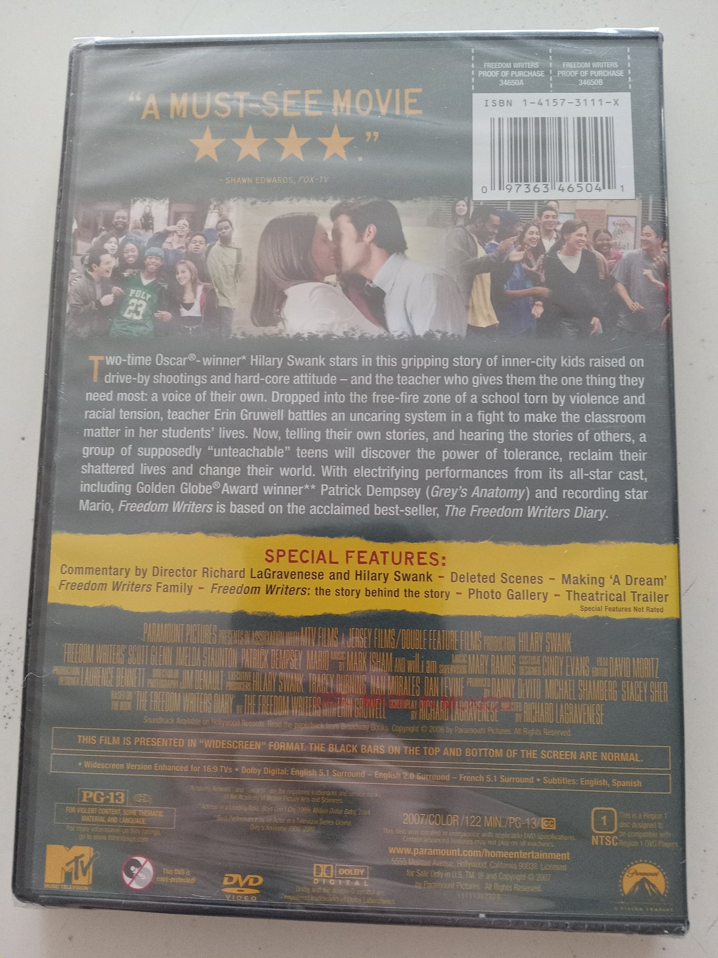 Freedom Writers, DVD Movie, Hilary Swank Widescreen, Rated PG-13, NEW