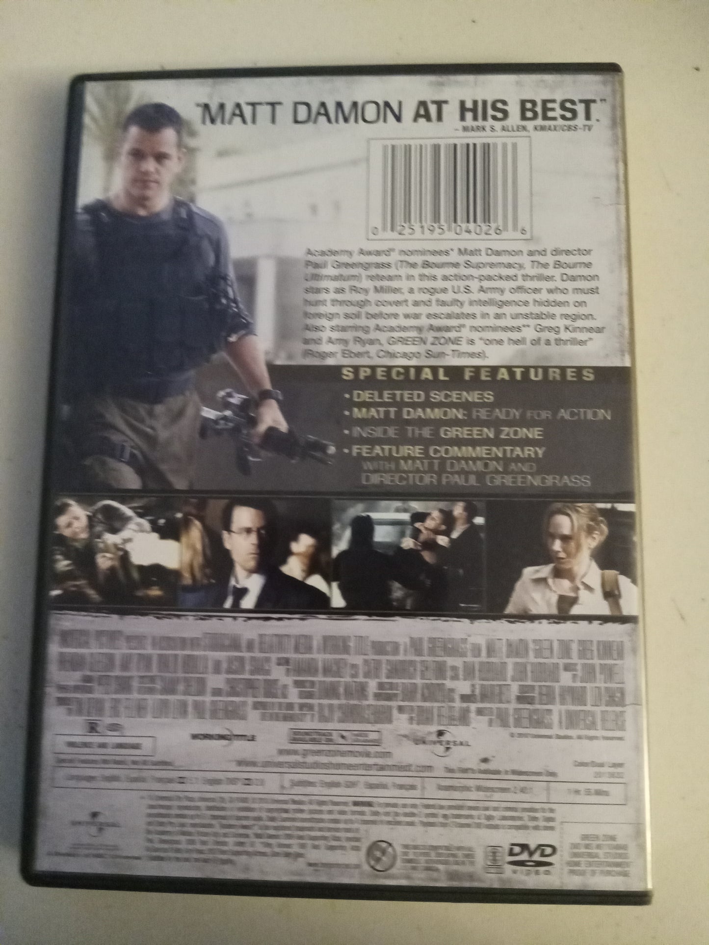 Green Zone, DVD Movie, Matt Damon Widescreen, Rated R, USED
