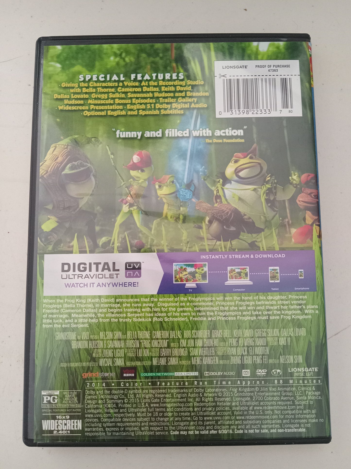 Frog Kingdom, Grindstone Animation DVD Movie, Rob Schneider Widescreen, Rated PG, USED