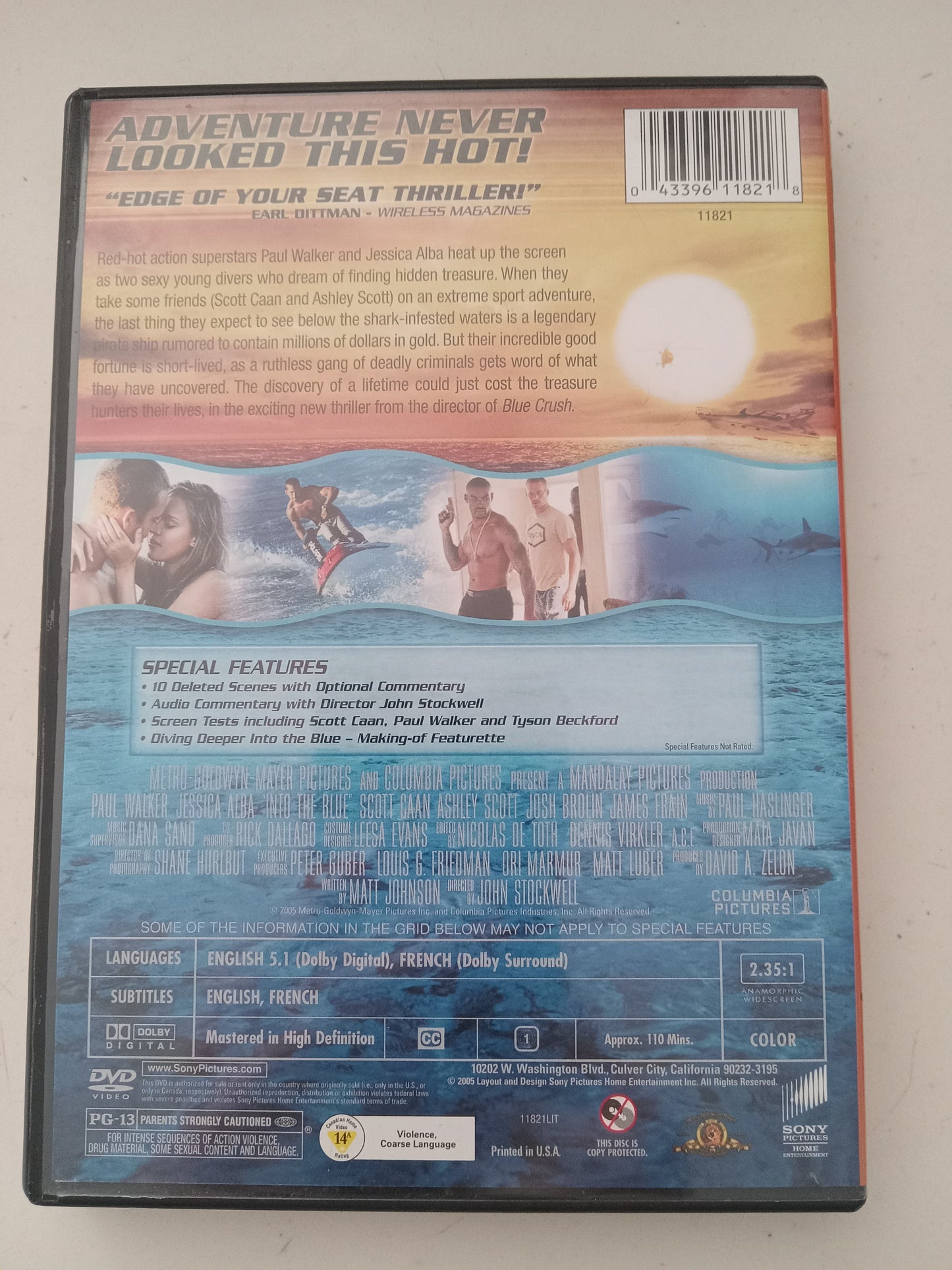 Into The Blue, DVD Movie, Paul Walker Fullscreen/Widescreen, Rated PG-13, USED