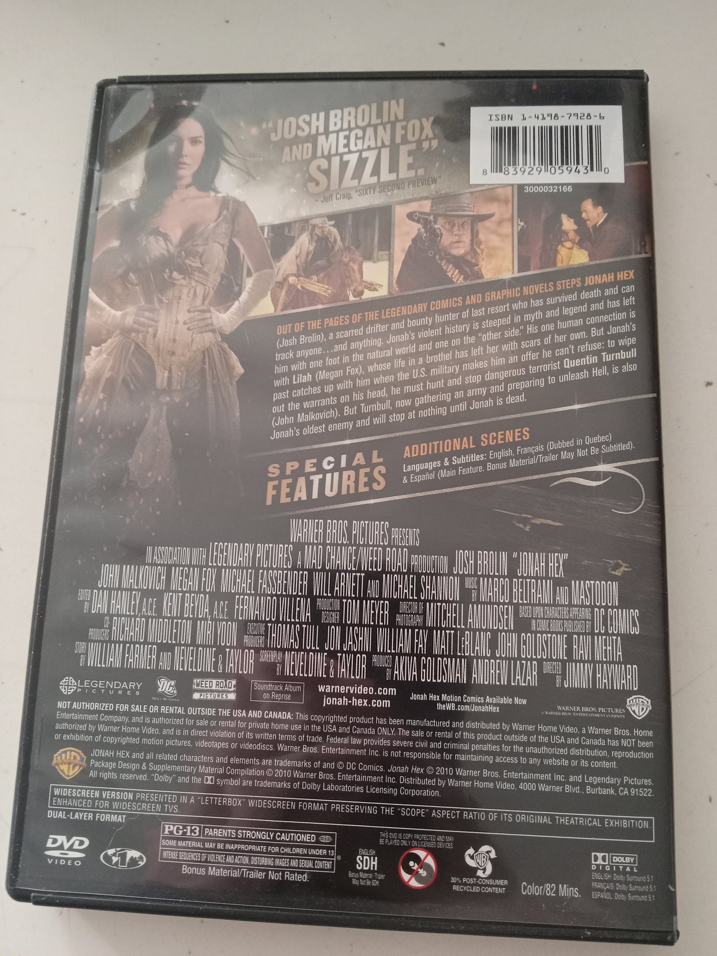 Jonah Hex, DVD Movie, Josh Brolin Widescreen, Rated PG-13, USED
