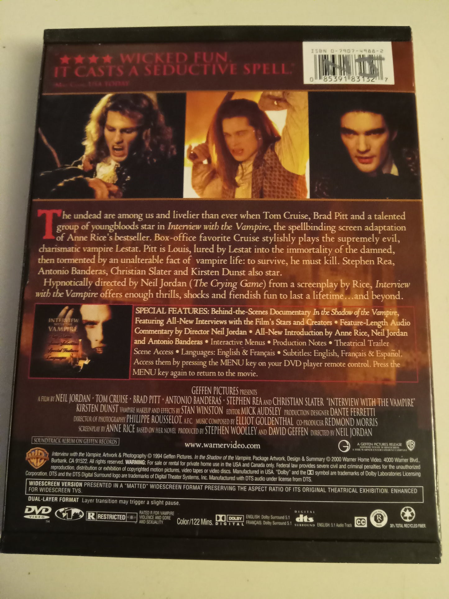 Interview With The Vampire, DVD Movie, Tom Cruise Widescreen, Rated R, USED