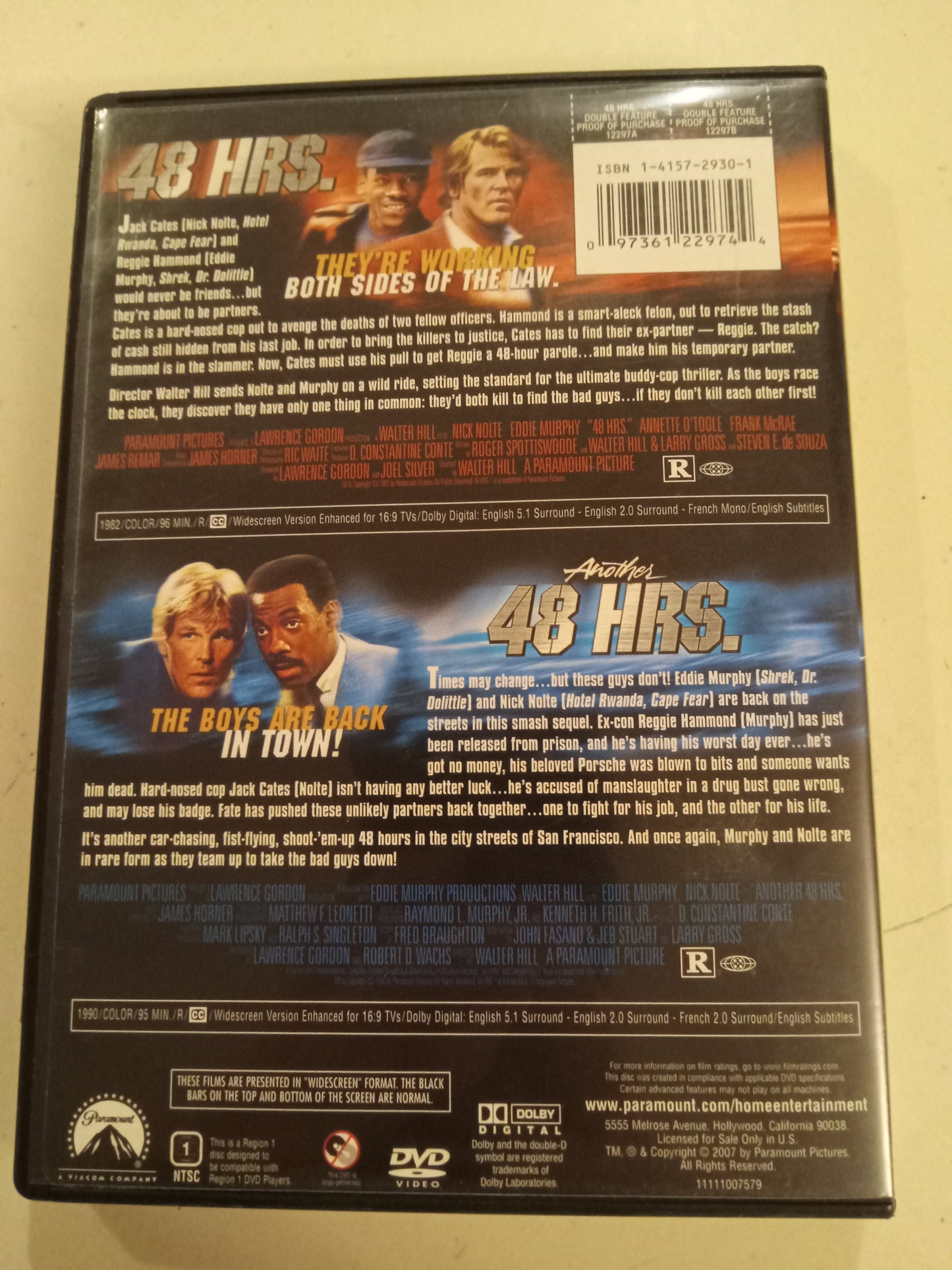 48 Hours & Another 48 Hours, Double Feature, 2 DVD Movies, Eddie Murphy Widescreen, Rated R, USED
