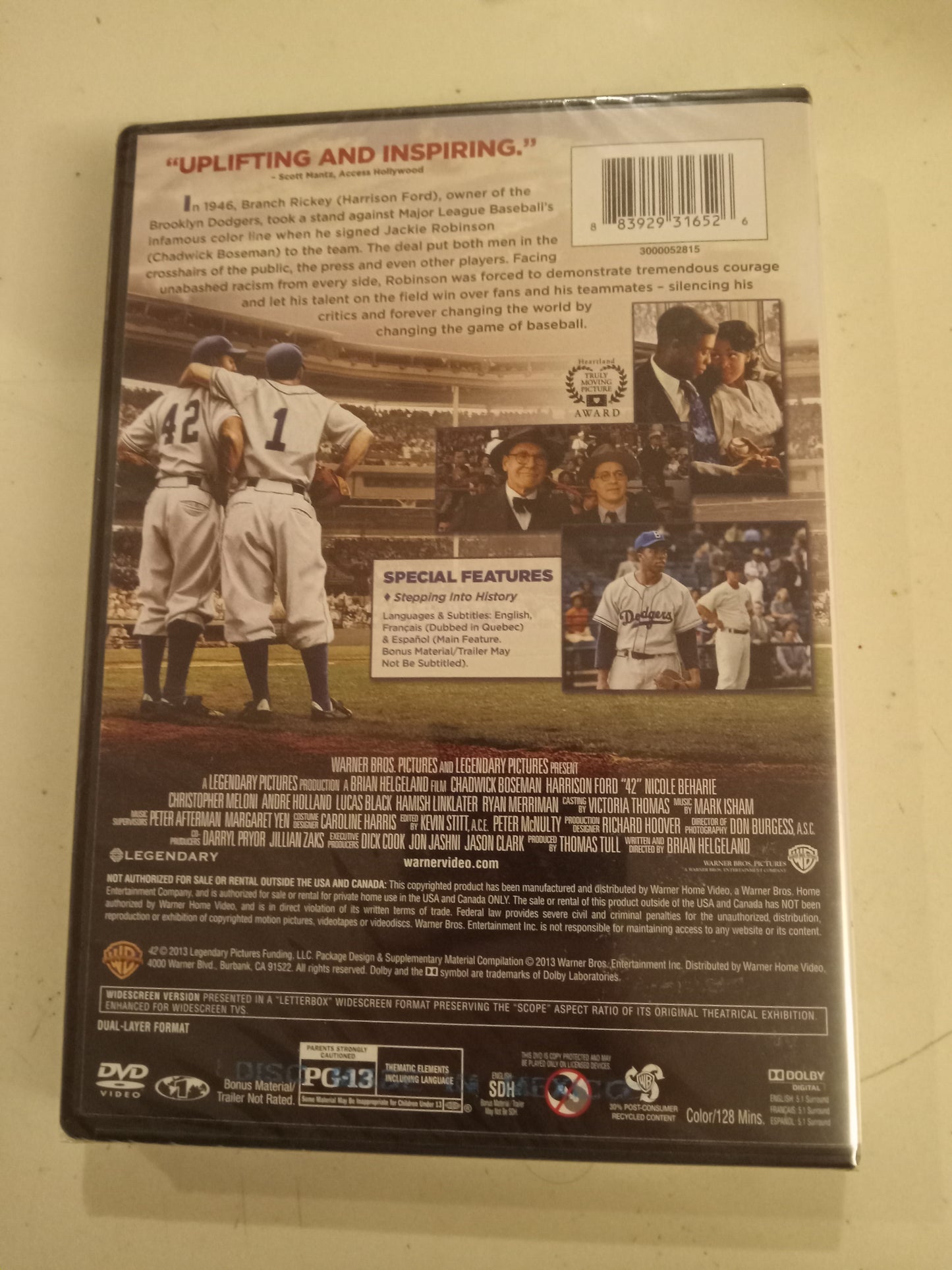 42 The Jackie Robinson Story, DVD Movie, Widescreen, Rated PG-13, NEW/USED