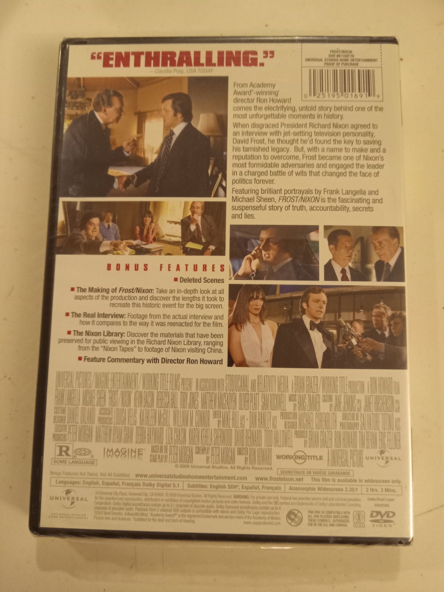 Frost Nixon, DVD Movie, Frank Langella Widescreen, Rated PG-13, NEW
