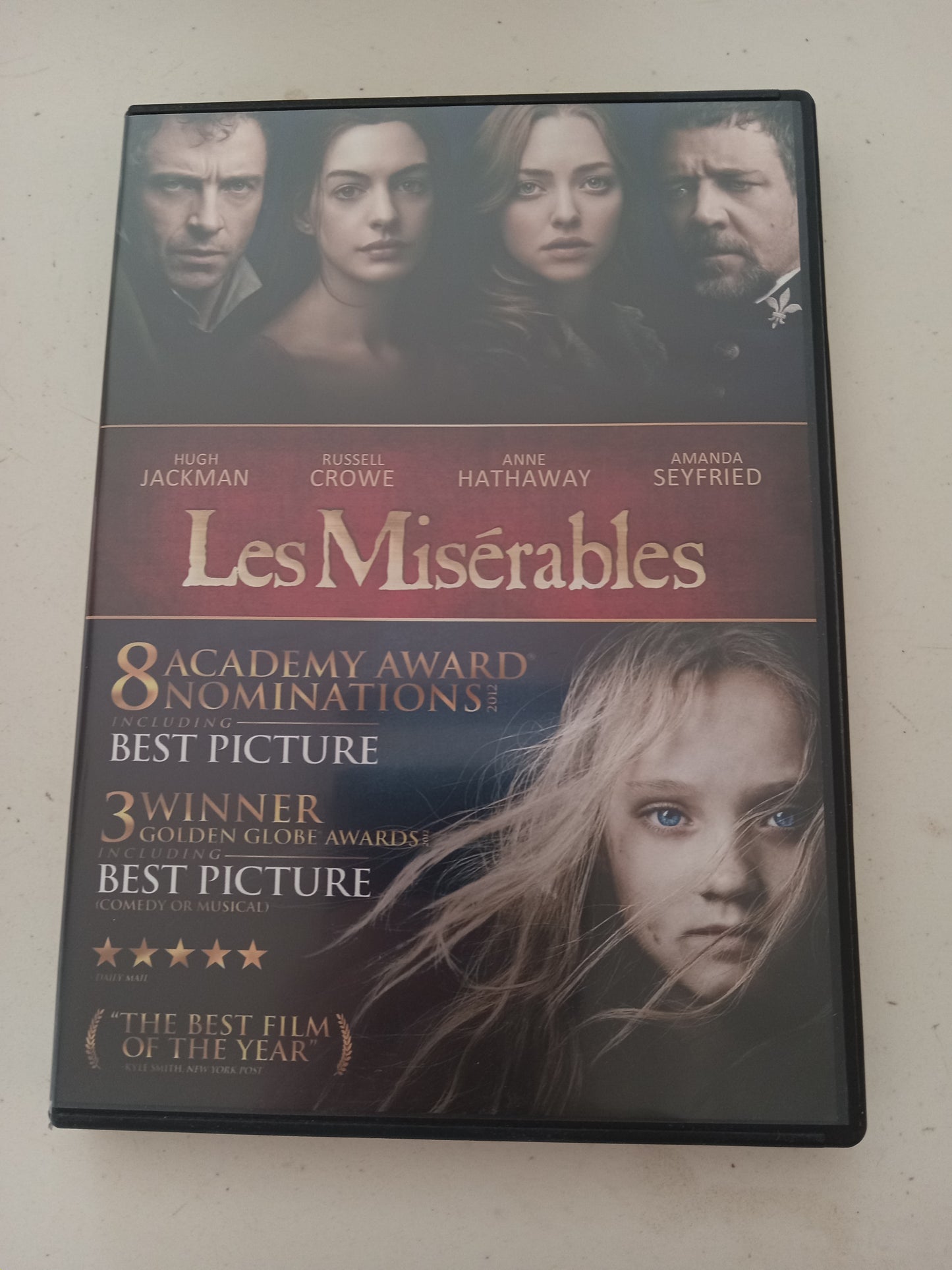 Les Miserables, DVD Movie, Hugh Jackman Widescreen, Rated PG-13, USED
