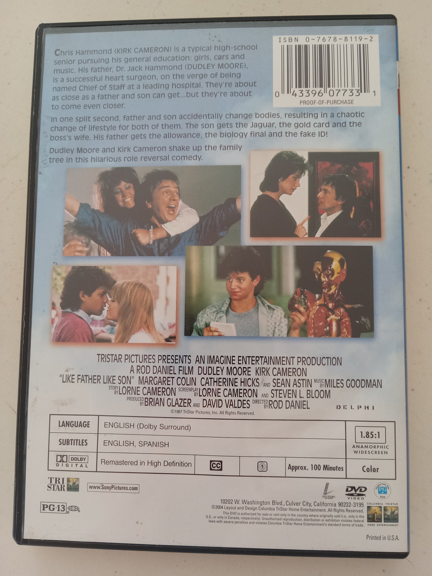 Like Father Like Son, DVD Movie, Dudley Moore Widescreen, Rated PG-13, USED