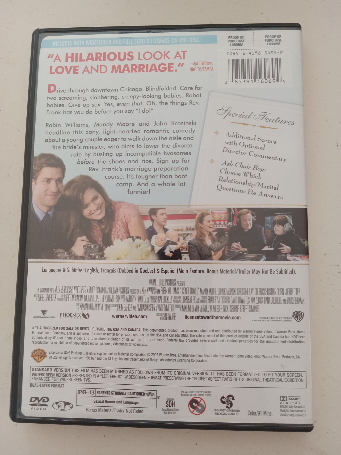 License To Wed, DVD Movie, Robin Williams Widescreen, Rated PG-13, USED