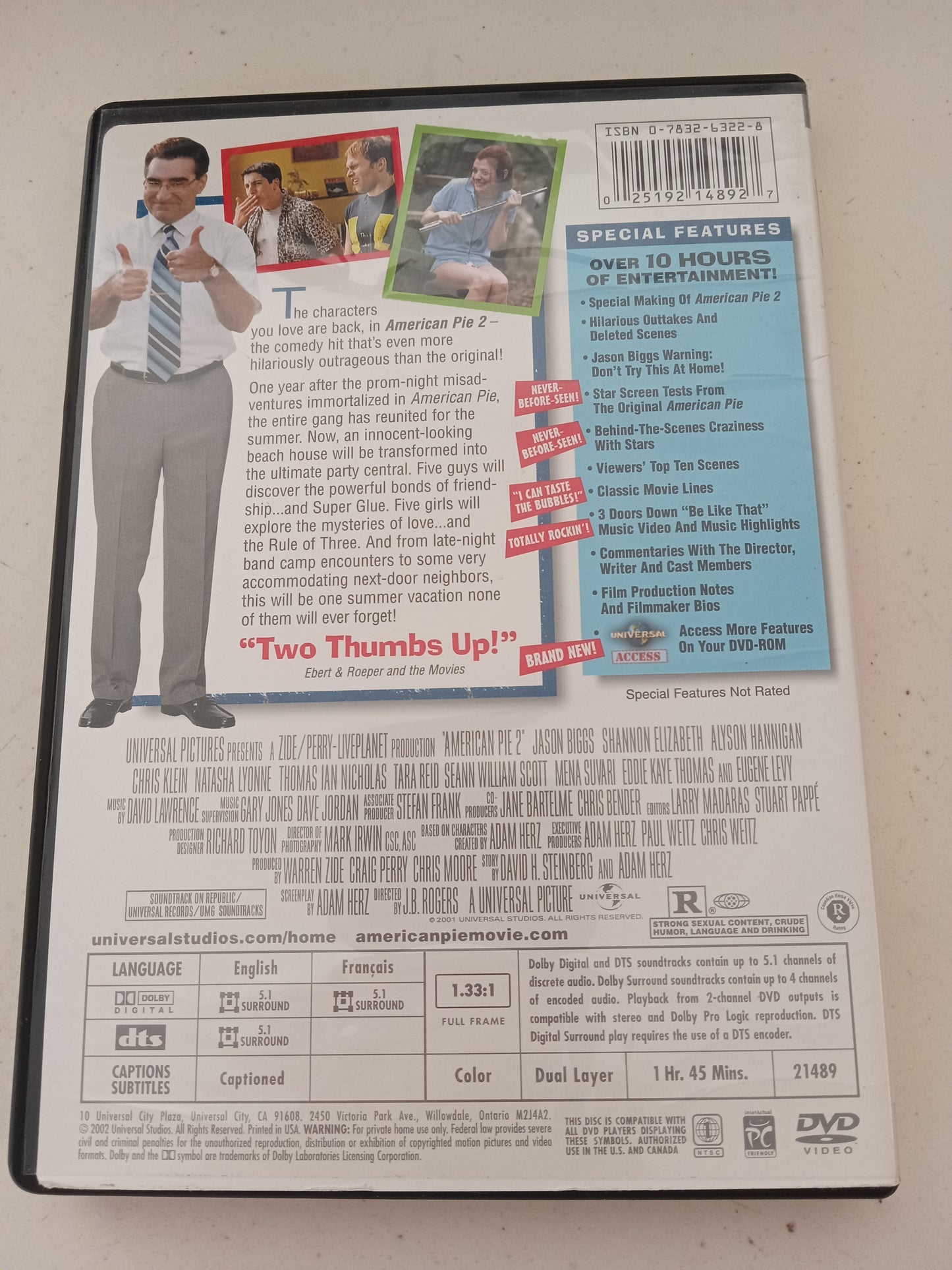 American Pie 2, Collector's Ed. DVD Movie, Jason Biggs Fullscreen/Widescreen, Rated R, USED
