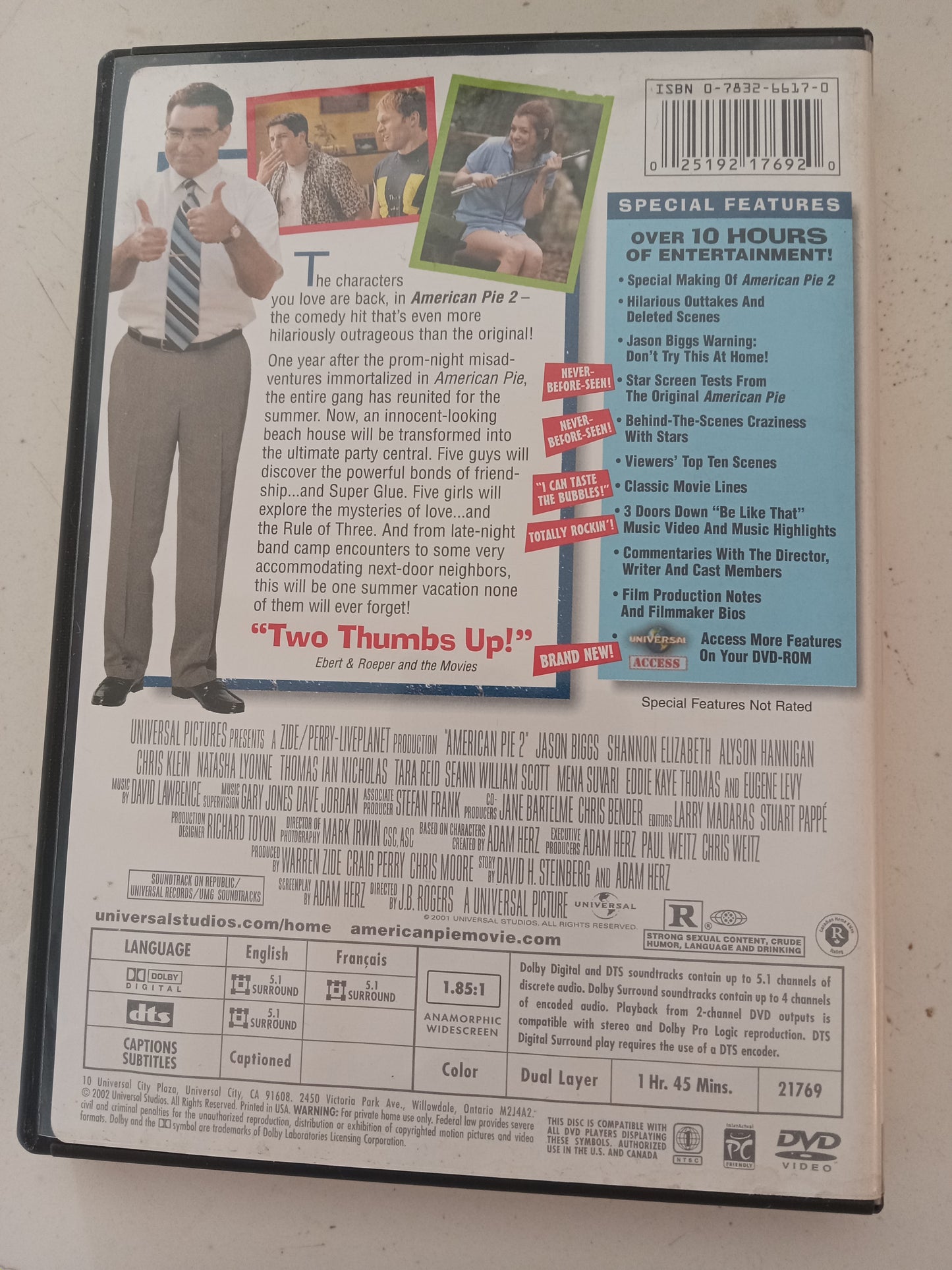 American Pie 2, Collector's Ed. DVD Movie, Jason Biggs Fullscreen/Widescreen, Rated R, USED