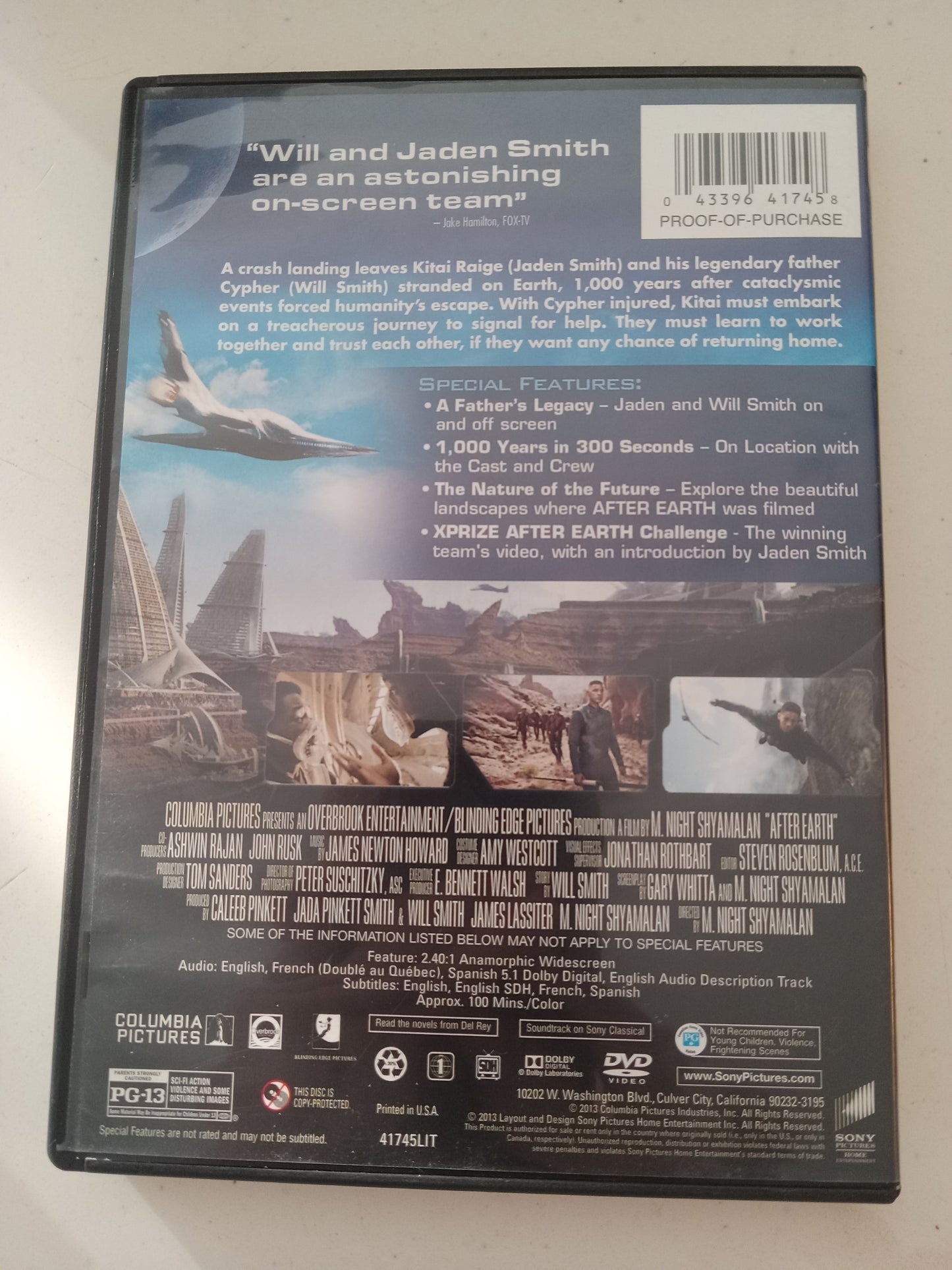 After Earth, DVD Movie, Will Smith Widescreen, Rated PG-13, USED
