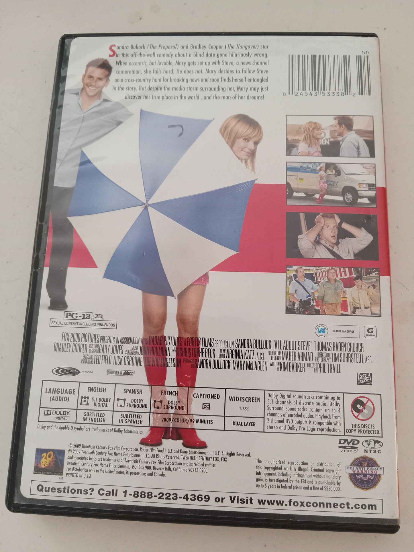 All About Steve, DVD Movie, Sandra Bullock Widescreen, Rated PG-13, USED