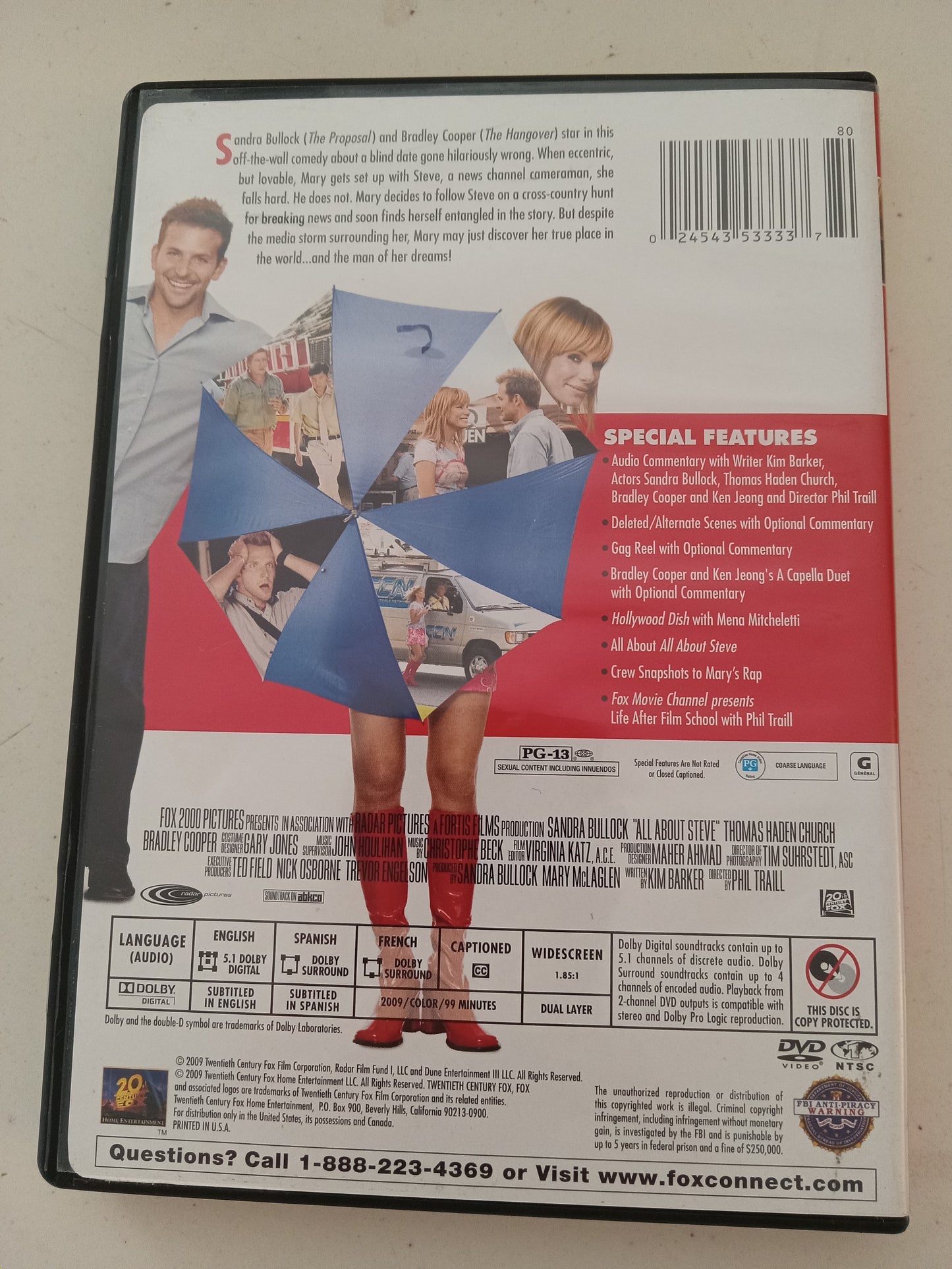 All About Steve, DVD Movie, Sandra Bullock Widescreen, Rated PG-13, USED
