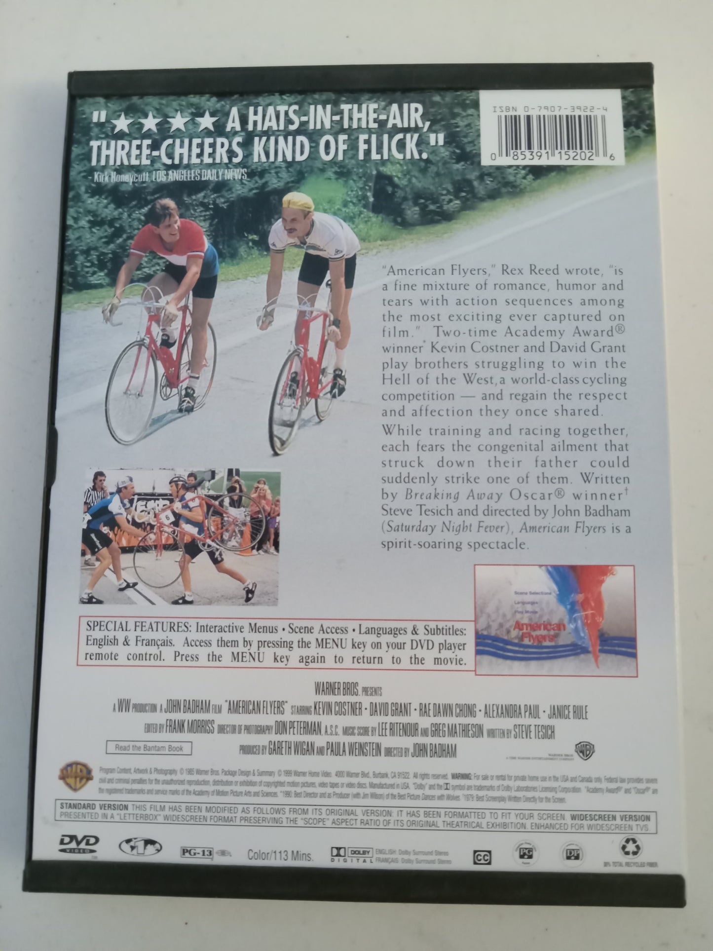 American Flyers, DVD Movie, Kevin Costner Widescreen, Rated PG-13, USED