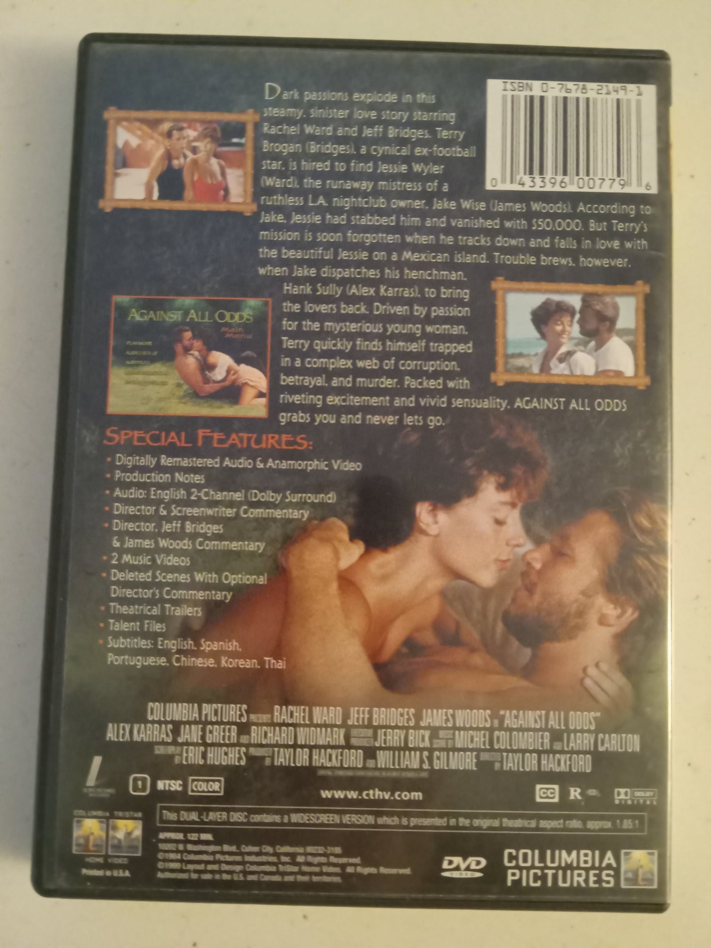 Against All Odds, DVD Movie, Jeff Bridges Widescreen, Rated PG-13, USED