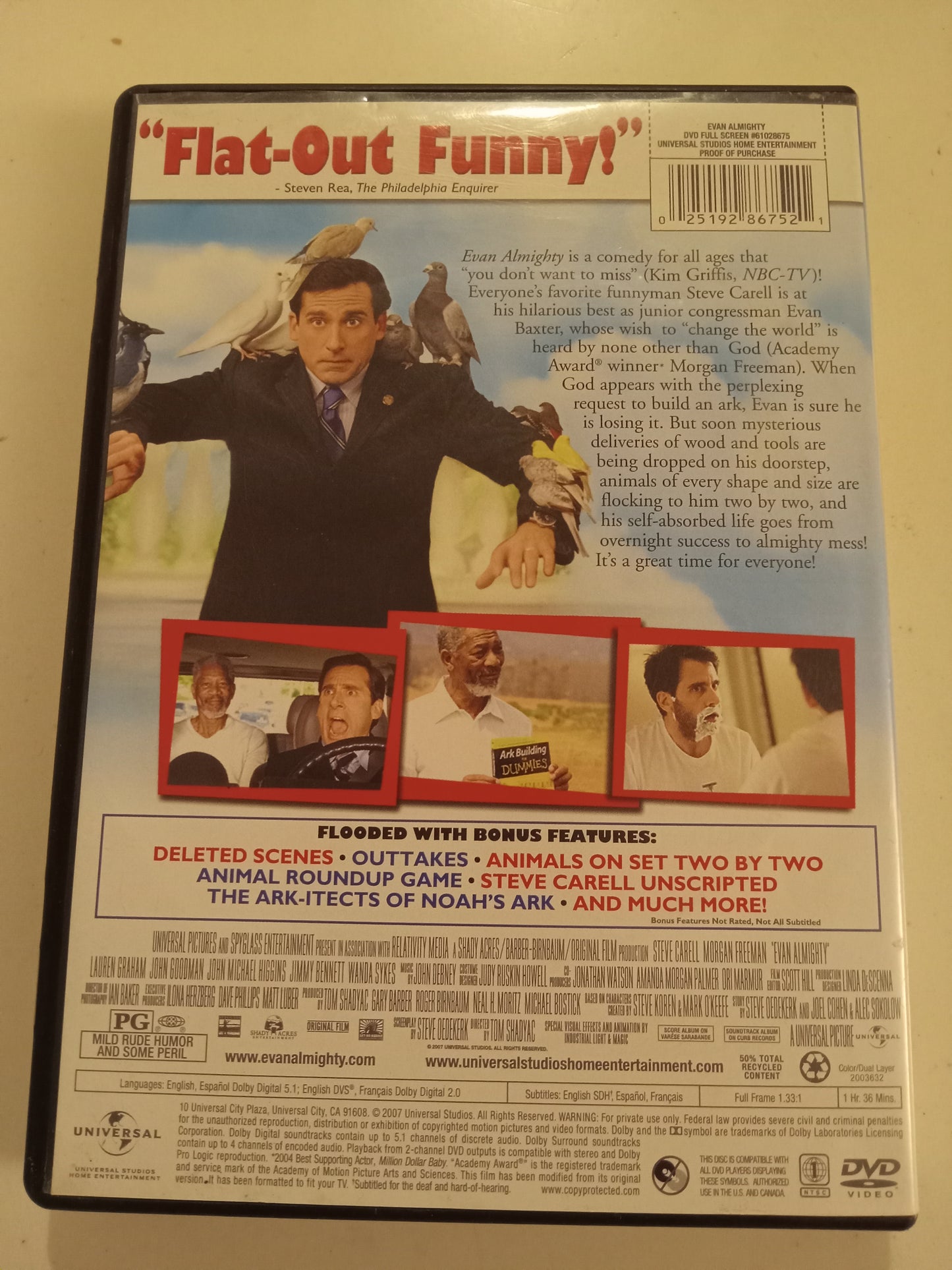 Evan Almighty, DVD Movie, Steve Carell Fullscreen/Widescreen, Rated PG, USED