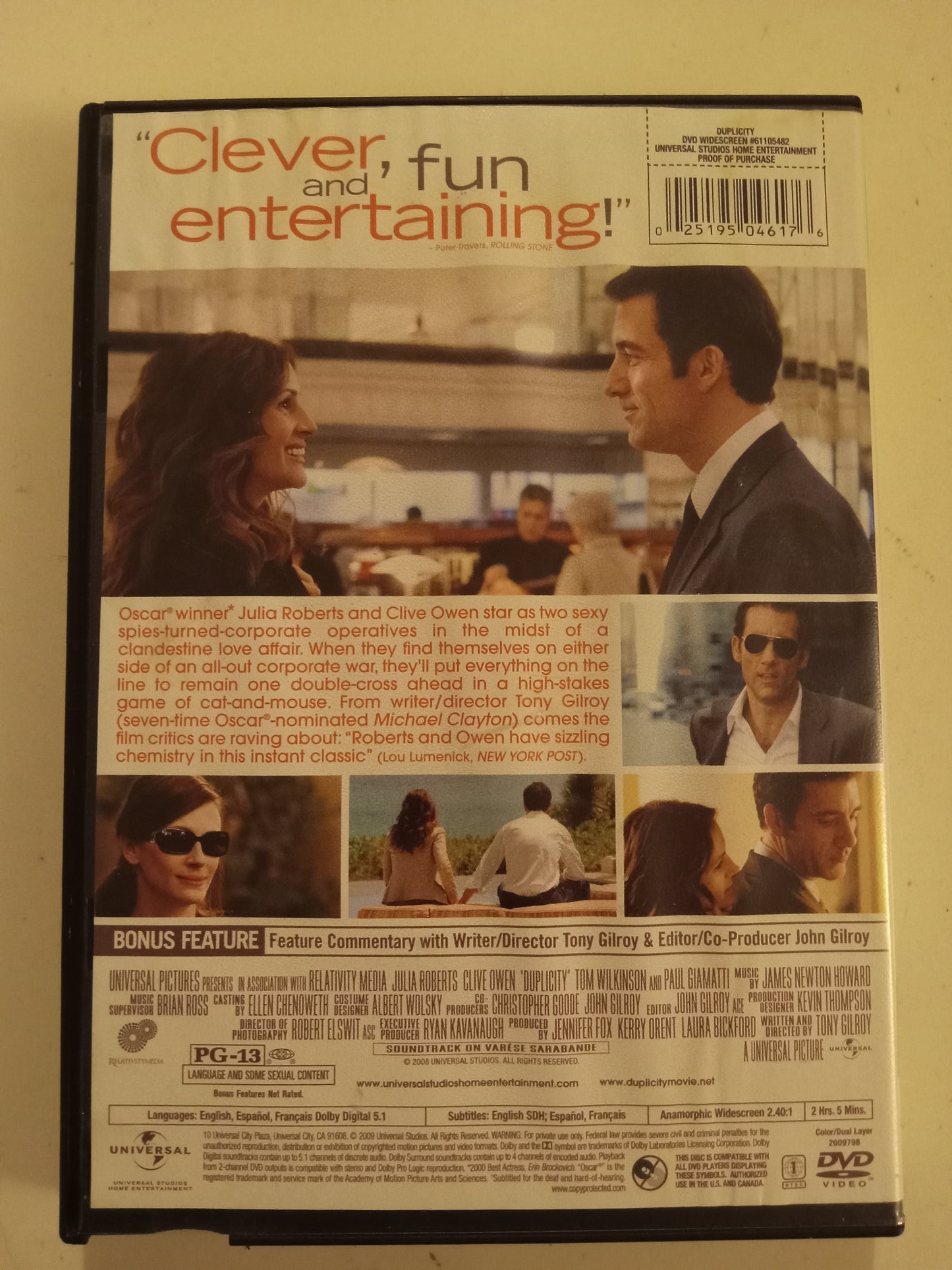 Duplicity, DVD Movie, Widescreen, Rated PG-13, USED