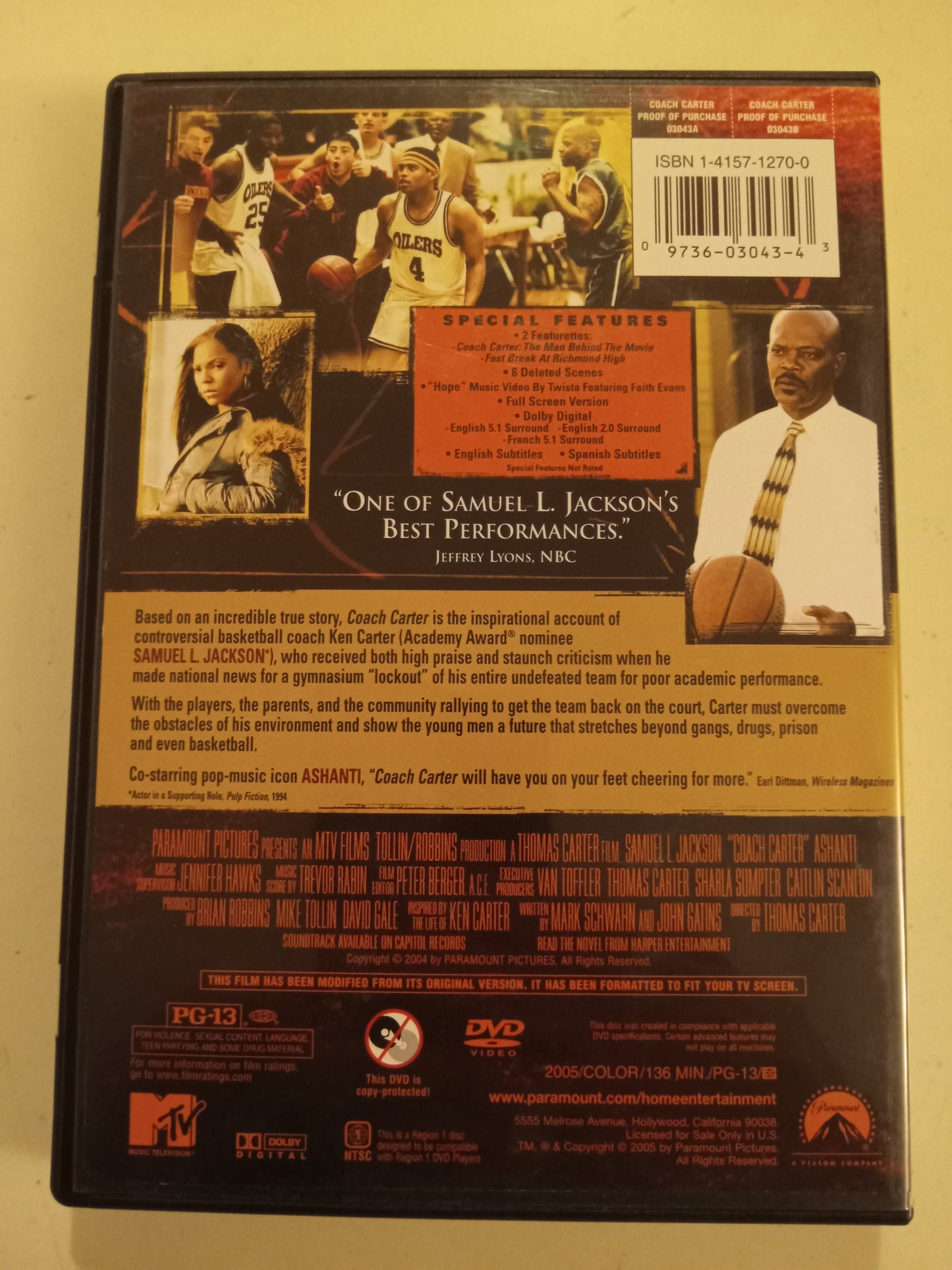 Coach Carter, DVD Movie, Fullscreen/Widescreen, Rated PG-13, USED