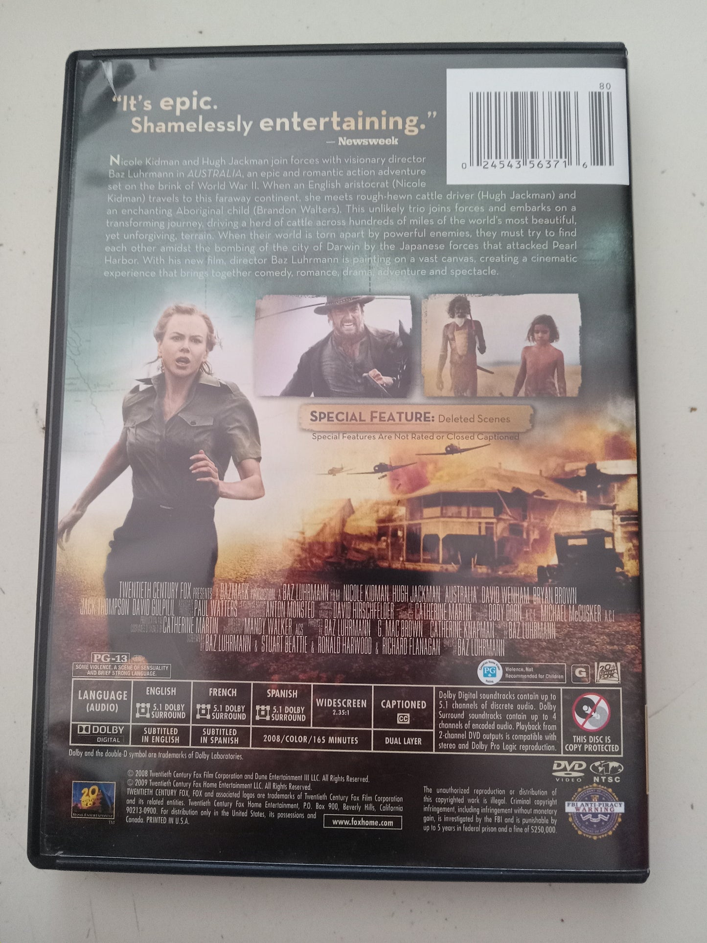 Australia, DVD Movie, Nicole Kidman Widescreen, Rated PG-13, USED