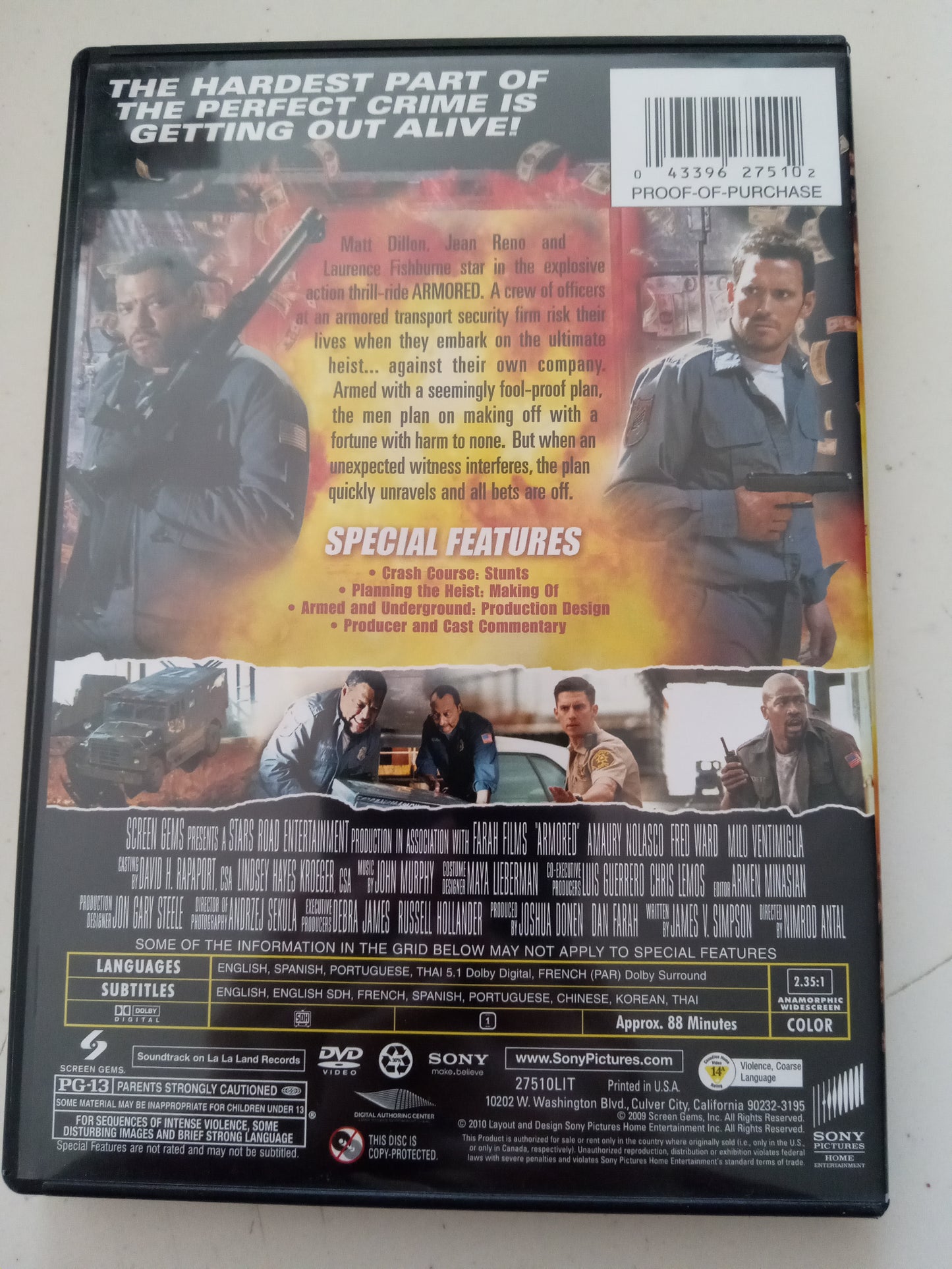 Armored, DVD Movie, Widescreen, Rated PG-13, USED