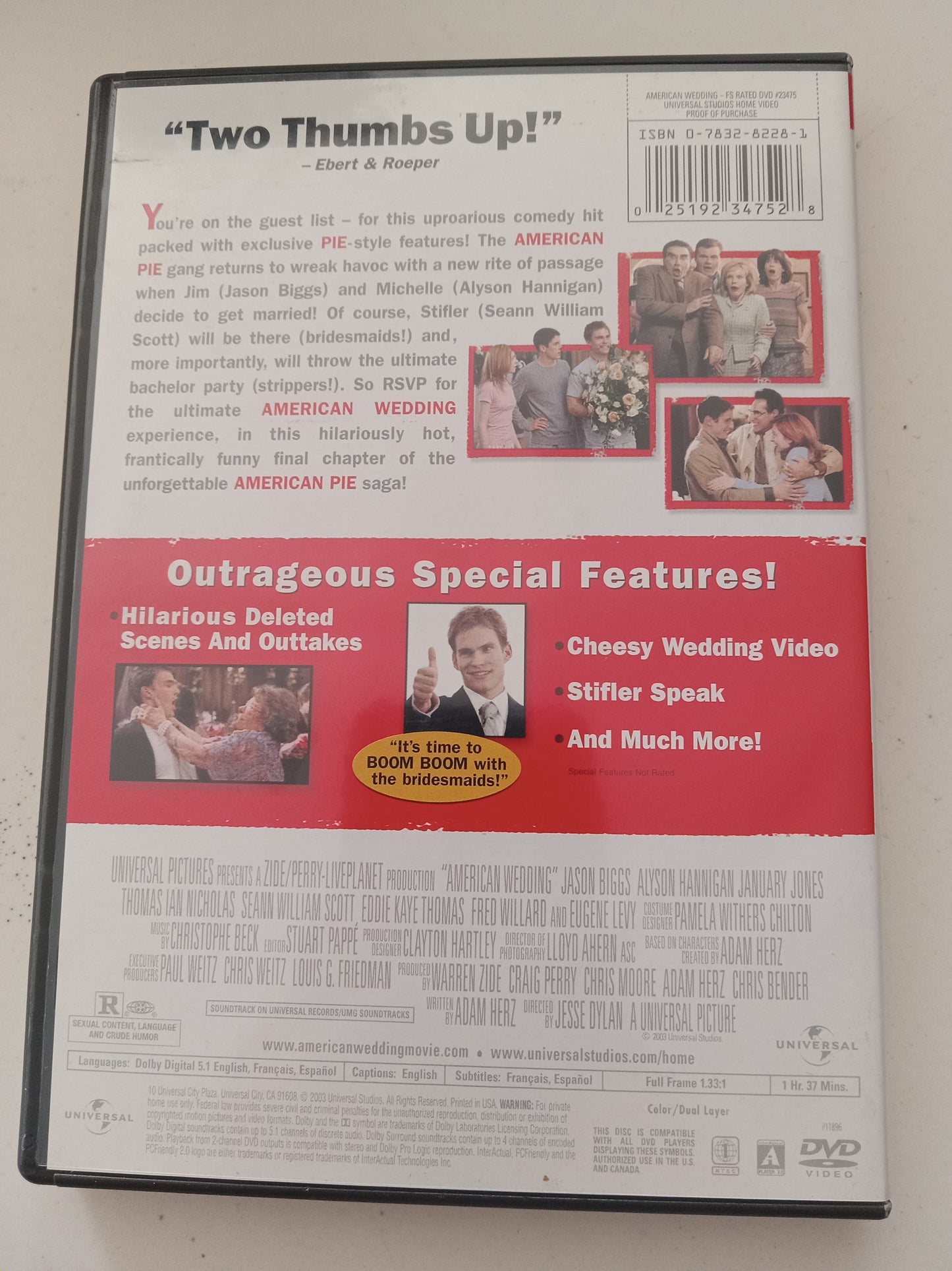 American Wedding, Extended Party Ed. DVD Movie, Jason Biggs Fullscreen/Widescreen, Rated R, Not Rated, USED