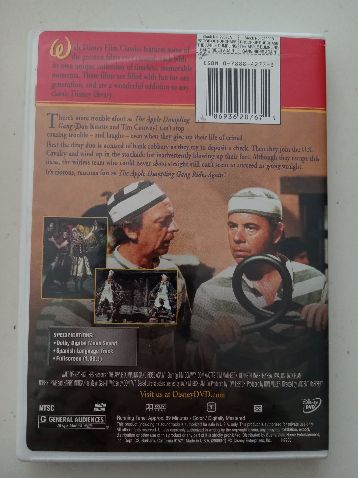 The Apple Dumpling Gang Rides Again, DVD Movie, Don Knotts Fullscreen, Rated G, USED