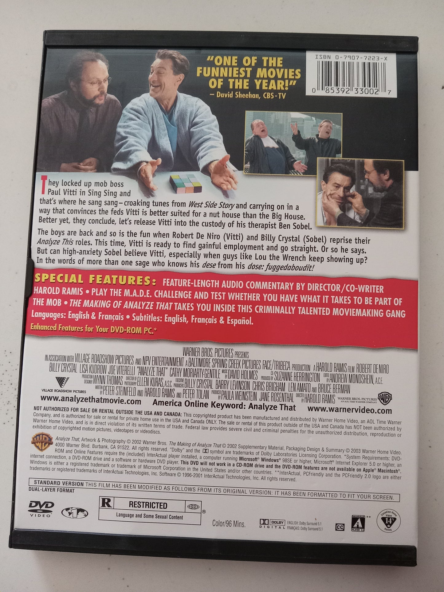Analyze That, DVD Movie, Robert DeNiro Fullscreen, Rated R, USED