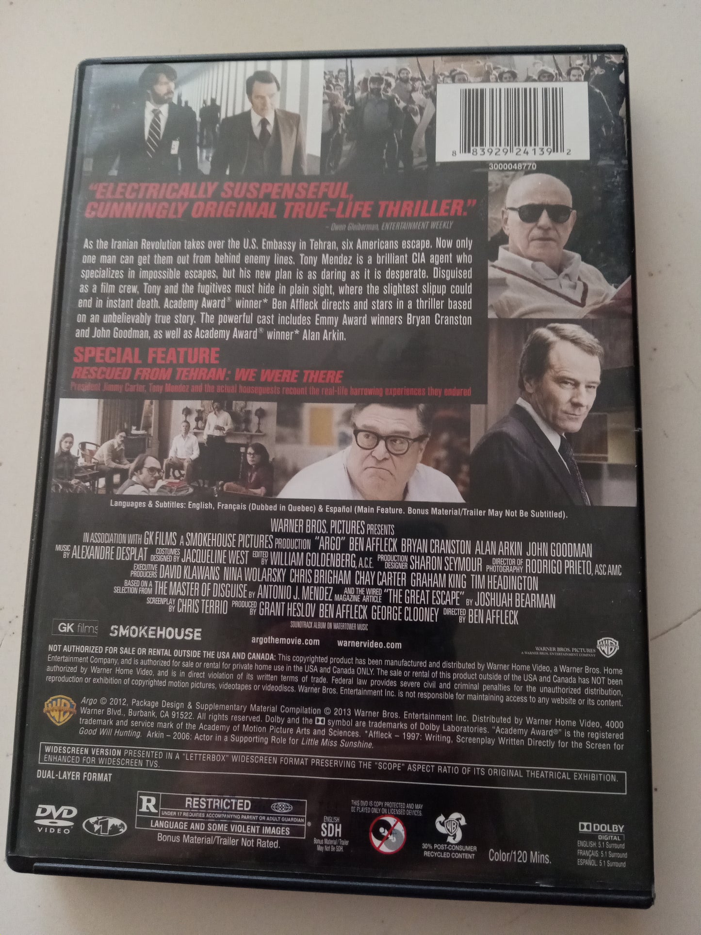 Argo, DVD Movie, Ben Affleck Widescreen, Rated R, USED