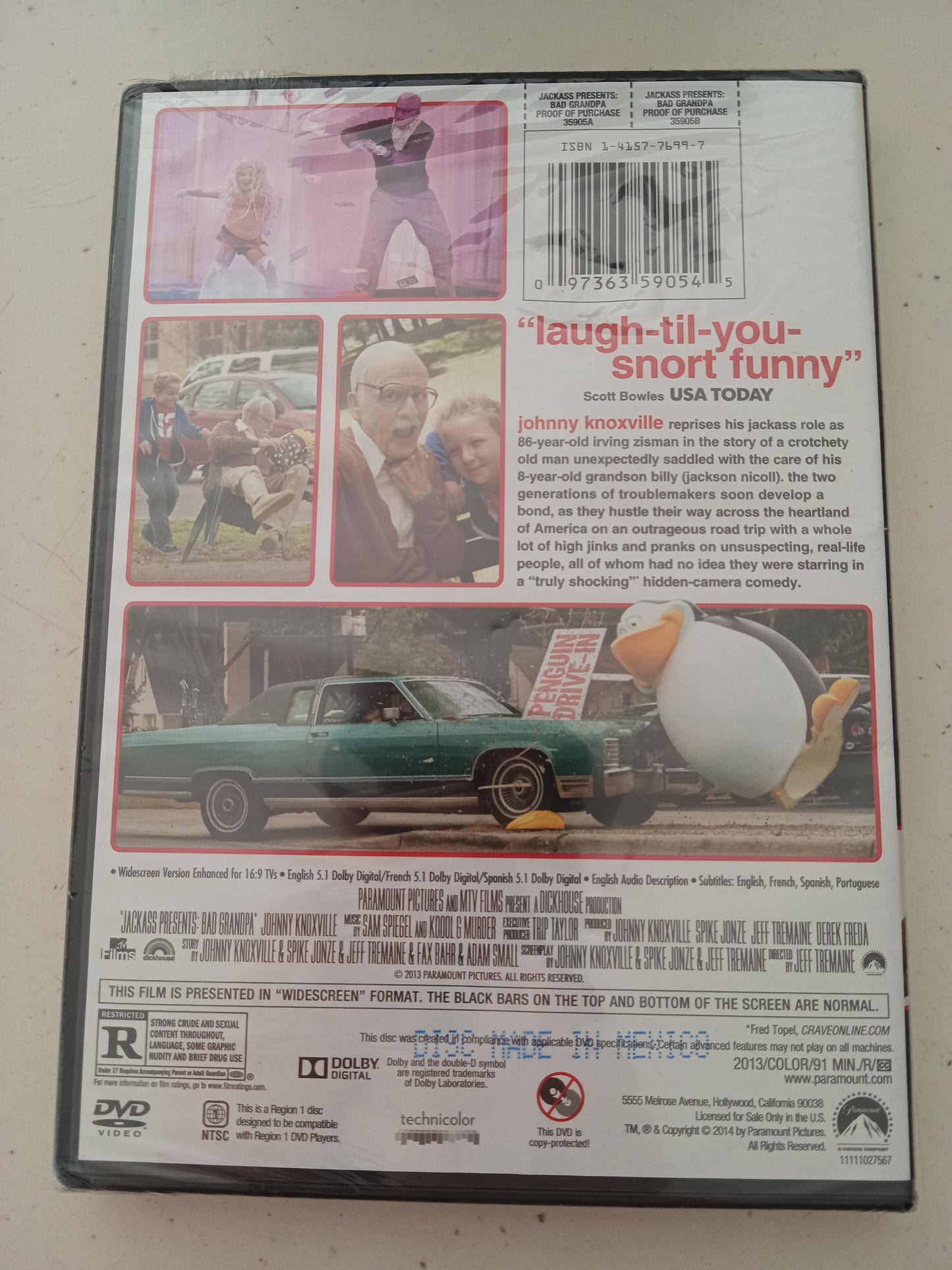 Bad Grandpa, Jackass Presents DVD Movie, Johnny Knoxville Widescreen, Rated R, NEW/USED