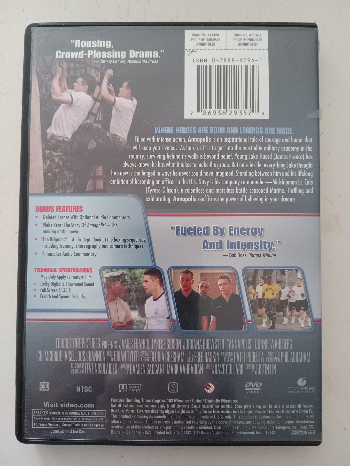 Annapolis, DVD Movie, James Franco Fullscreen, Rated PG-13, USED