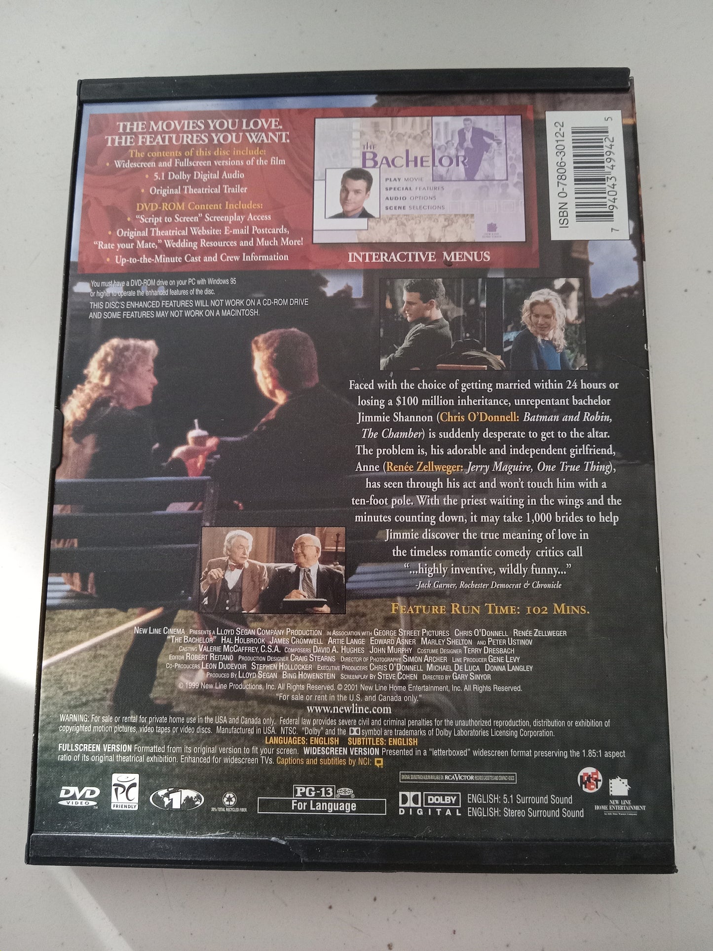 The Bachelor, DVD Movie, Chris O'Donnell Fullscreen, Rated PG-13, USED