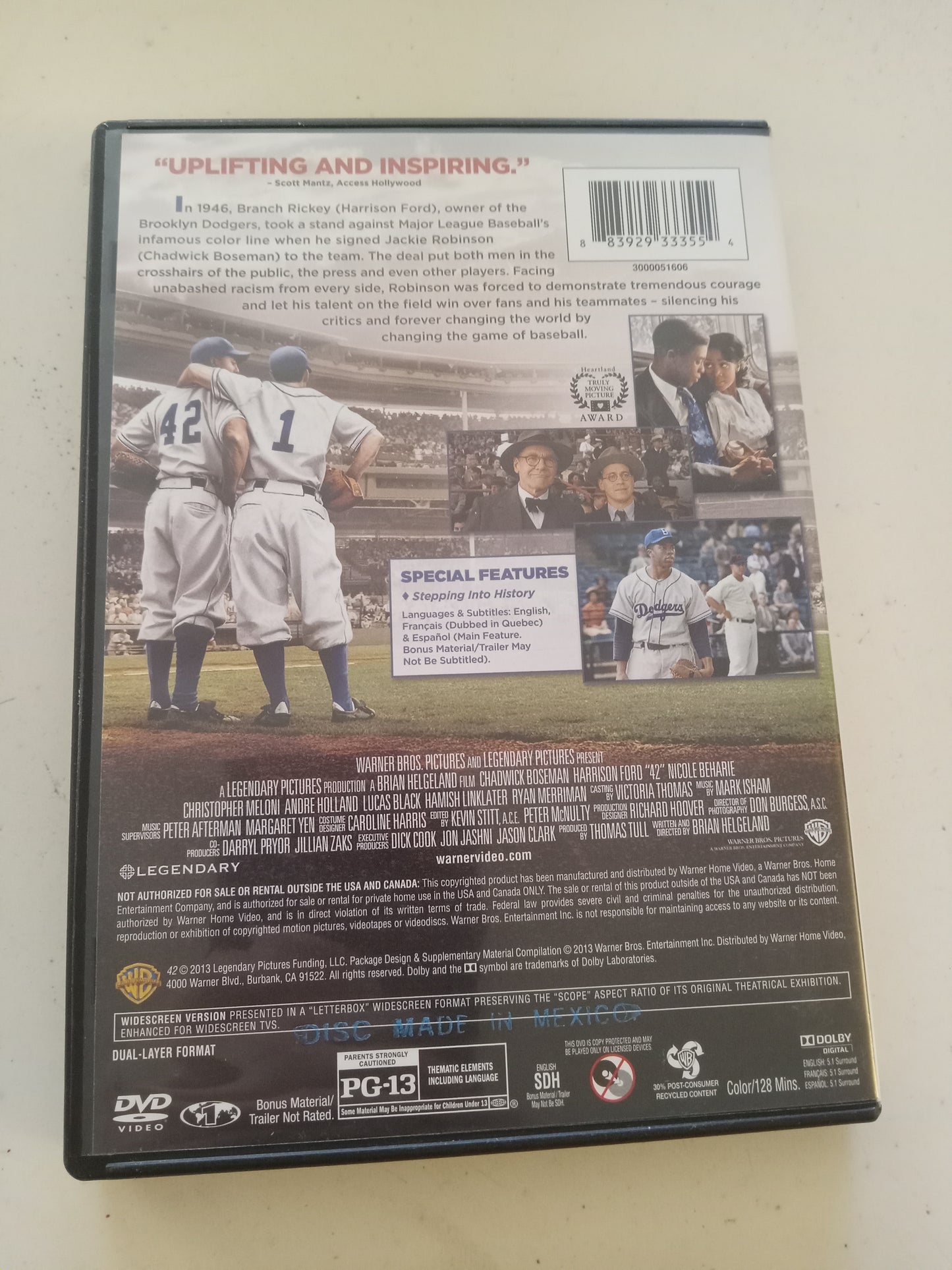 42 The Jackie Robinson Story, DVD Movie, Widescreen, Rated PG-13, NEW/USED