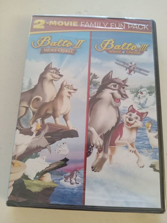 Balto II, 2 Wolf Quest, & Balto III, 3 Wings Of Change, 2 Animated DVD Movies, Widescreen, Rated G, NEW