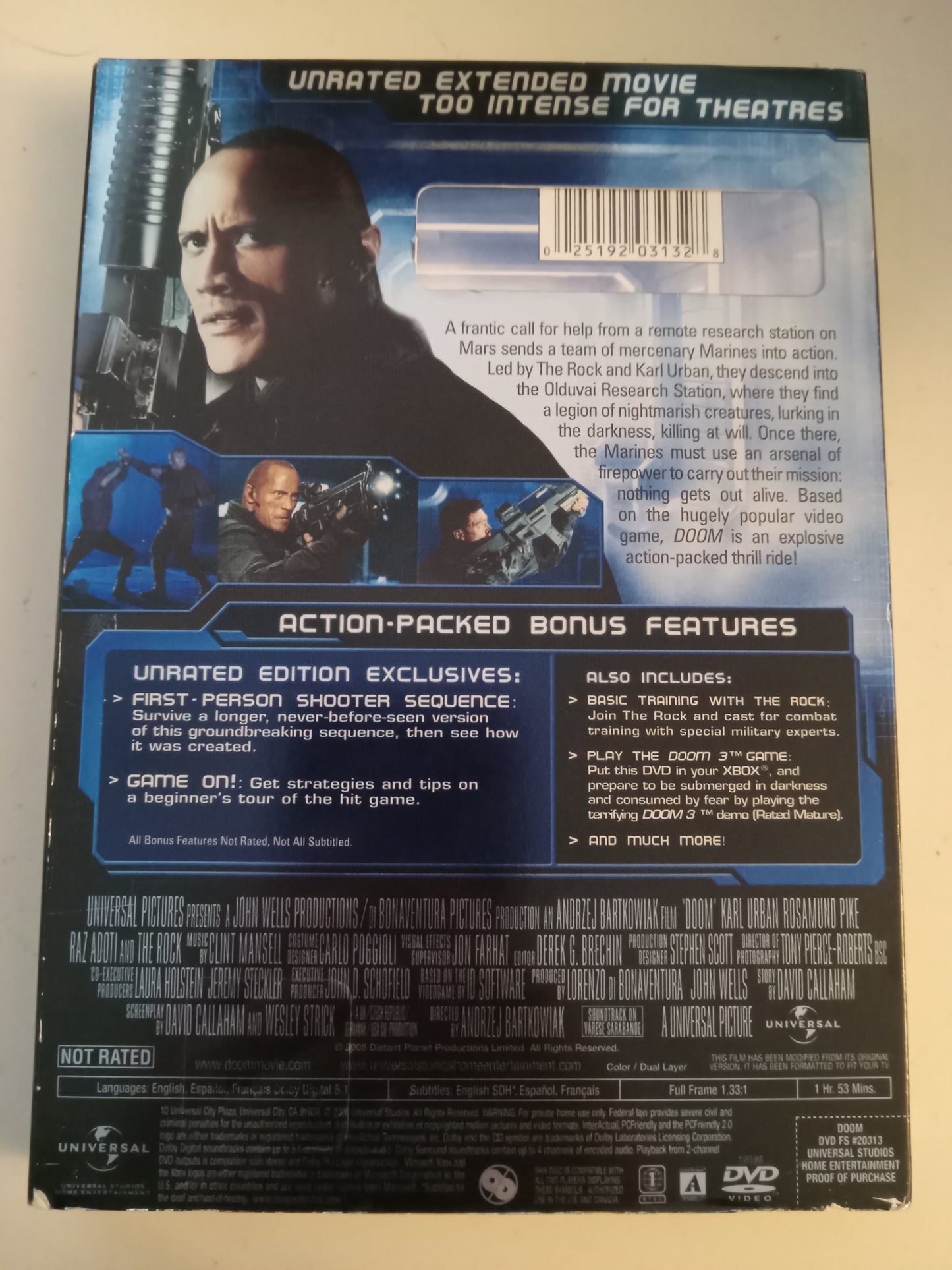 Doom, DVD Movie, Dwayne Johnson Fullscreen, Not Rated, USED