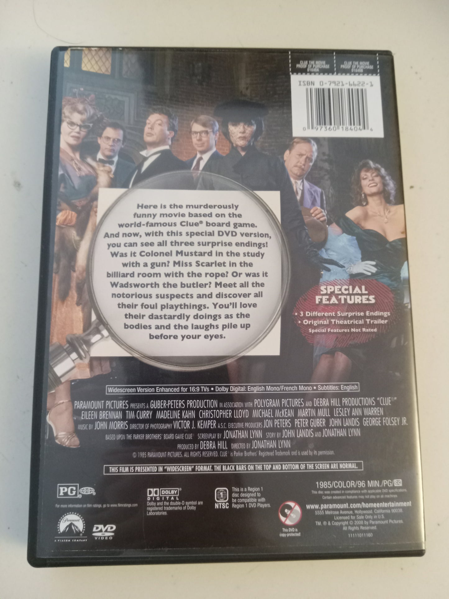 Clue The Movie, DVD Movie, Widescreen, Rated PG, USED