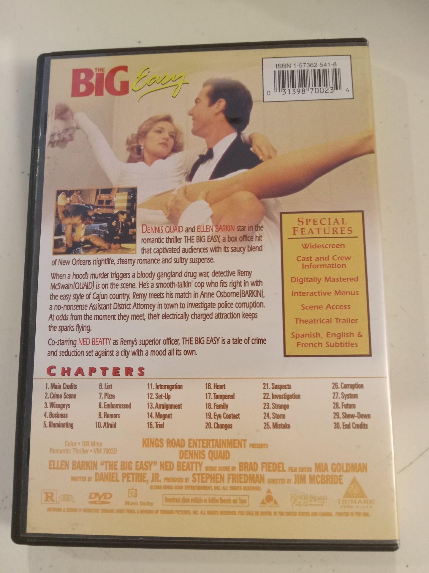 The Big Easy, DVD Movie, Dennis Quaid Widescreen, Rated R, USED