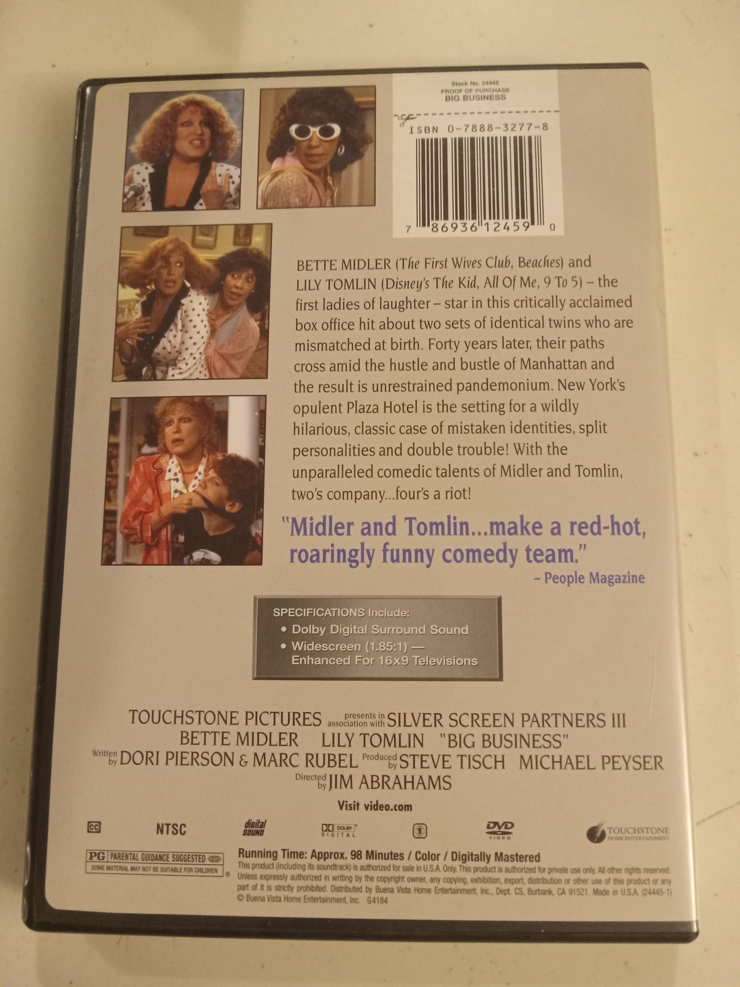 Big Business, DVD Movie, Bette Midler Widescreen, Rated PG, USED