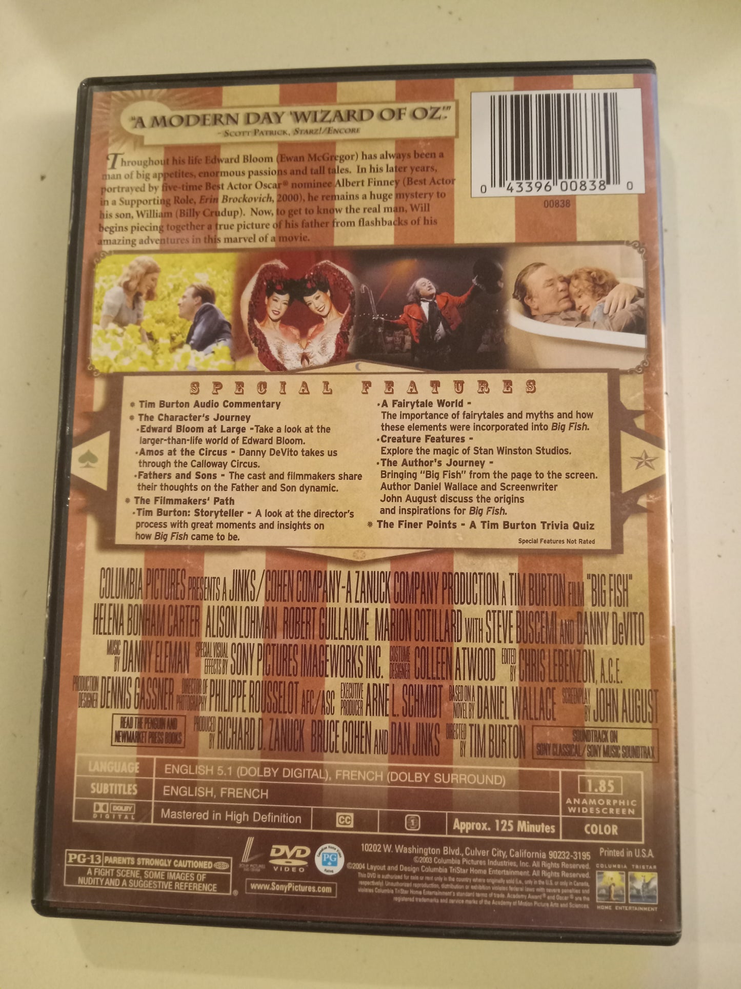 Big Fish, DVD Movie, Ewan McGregor Widescreen, Rated PG-13, USED