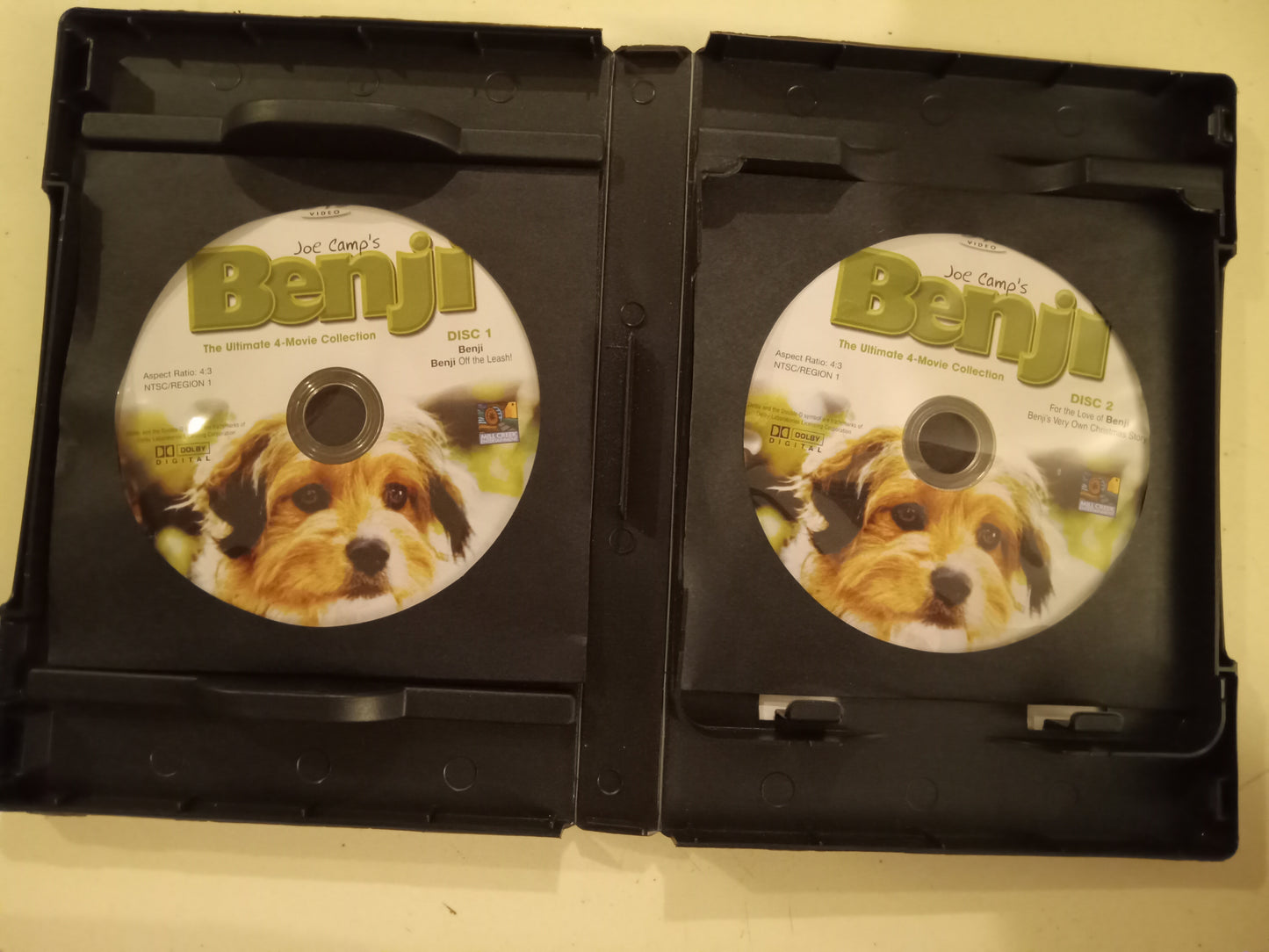 Benji, Off The Leash, For The Love of, & Very Own Christmas Story, 2 Discs, 4 DVD Movies, Fullscreen, Not Rated, USED