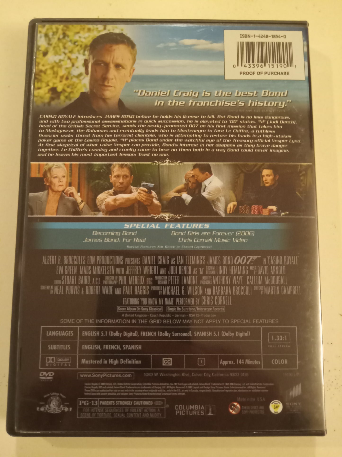 James Bond 007 in Casino Royale, DVD Movie, 2 Discs Daniel Craig Fullscreen/Widescreen, Rated PG-13, NEW/USED