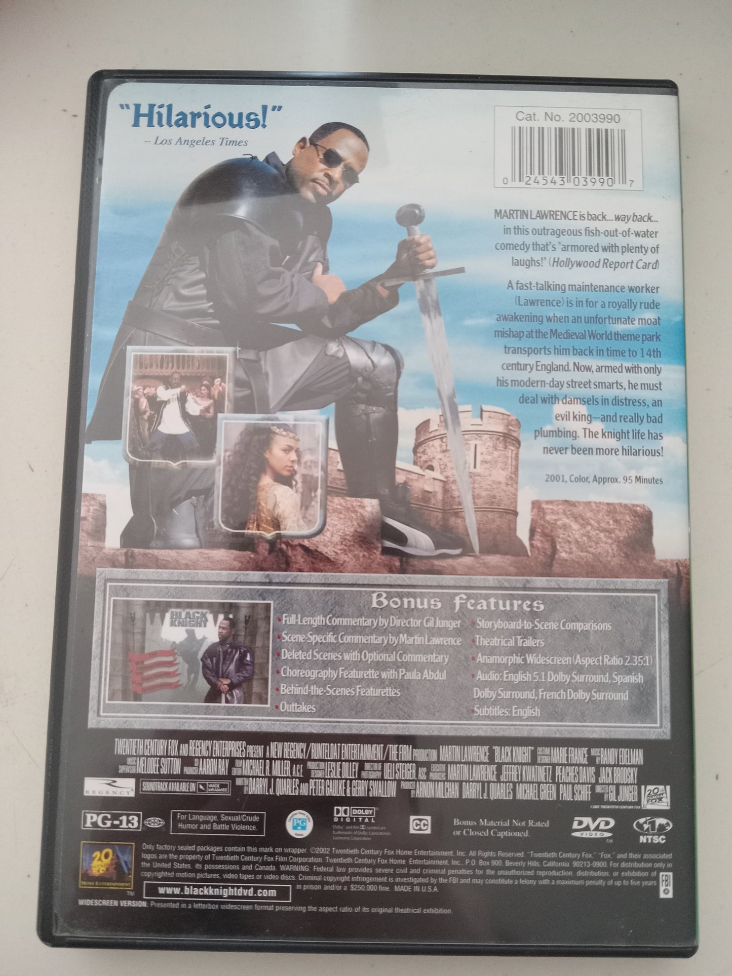 Black Knight, DVD Movie, Martin Lawrence Widescreen, Rated PG-13, USED