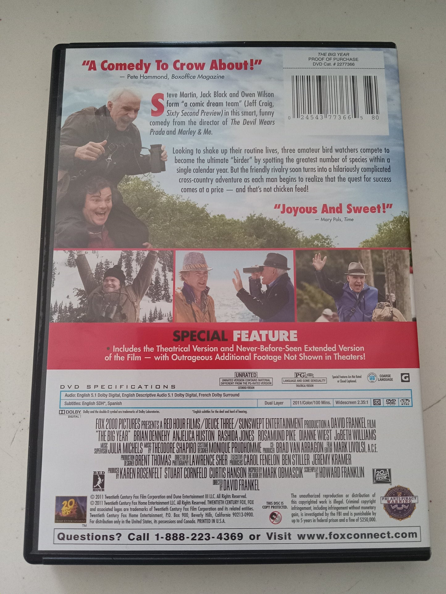 The Big Year, DVD Movie, Jack Black Widescreen, Rated PG, USED