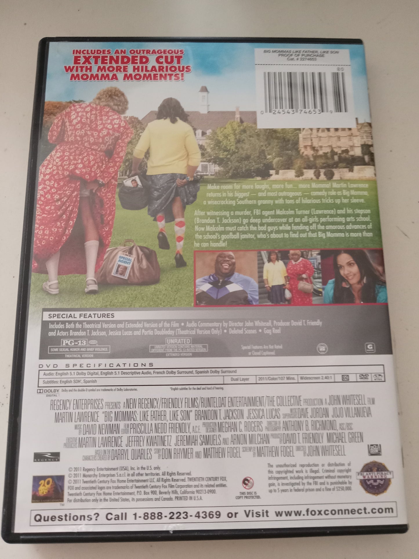 Big Mammas Like Father Like Son, DVD Movie, Martin Lawrence Widescreen, Rated PG-13, USED