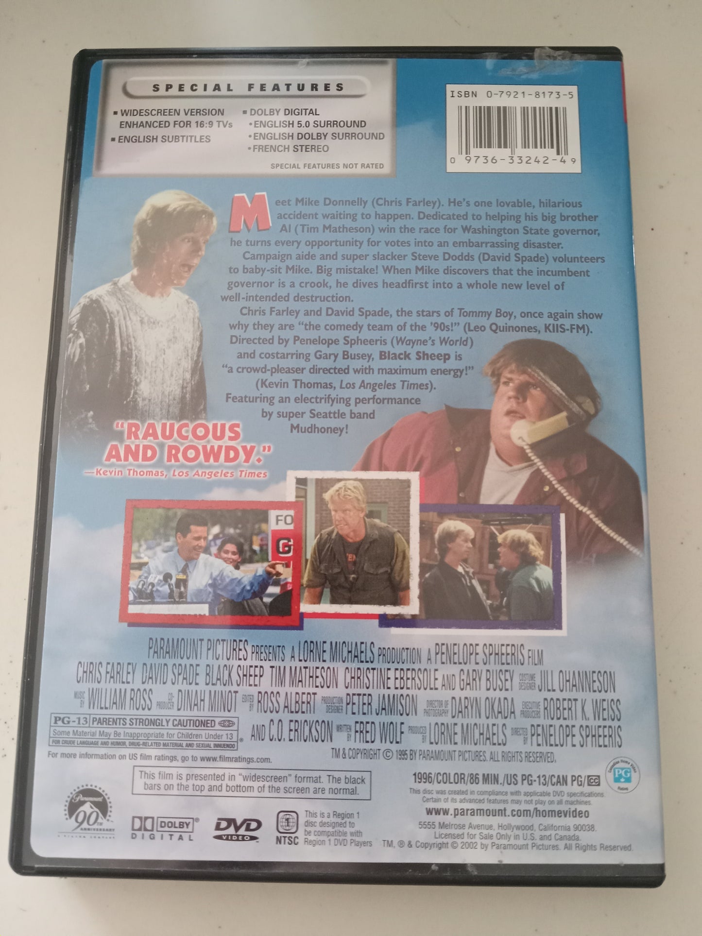 Black Sheep, DVD Movie, Chris Farley Widescreen, Rated PG-13, USED