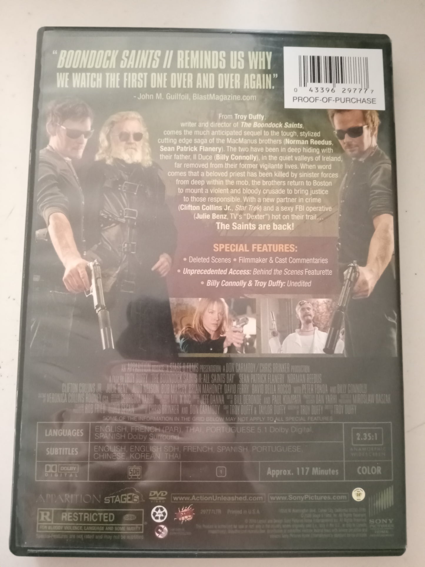 The Boondock Saints II, (2) All Saints Day, DVD Movie, Sean Patrick Flanery Widescreen, Rated R, USED