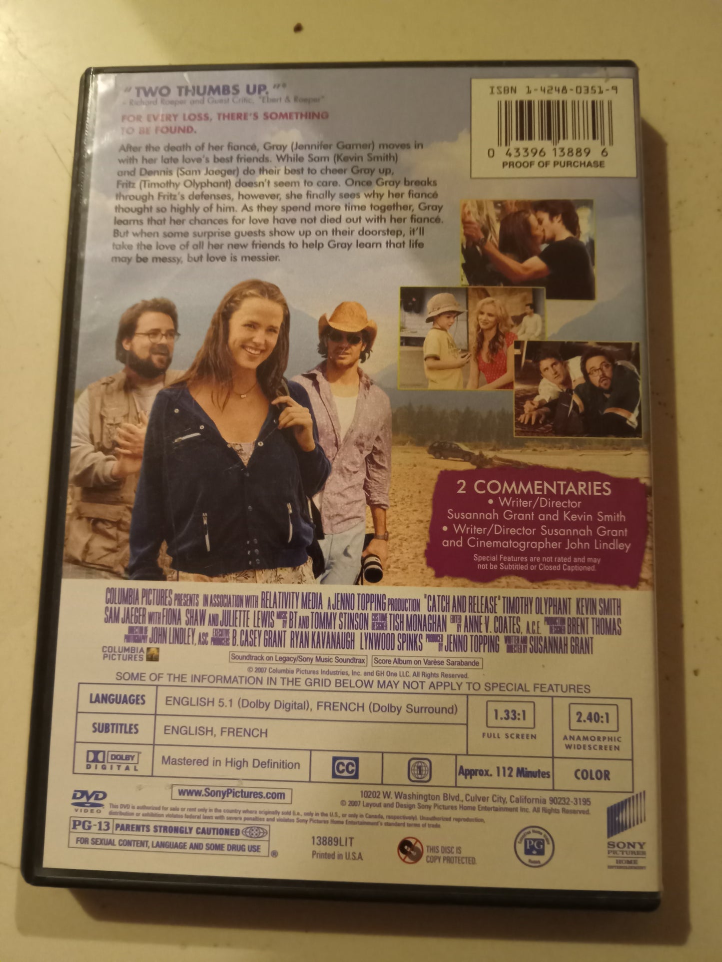 Catch And Release, DVD Movie, Jennifer Garner Fullscreen/Widescreen, Rated PG-13, USED