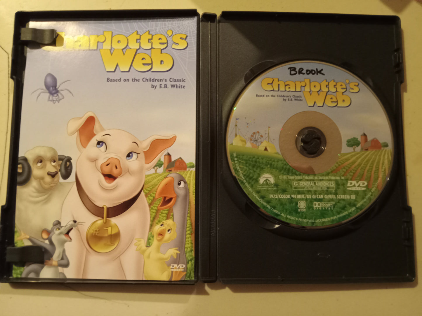 Charlottes Web, 1973 Animated, DVD Movie, Fullscreen/Widescreen, Rated G, USED