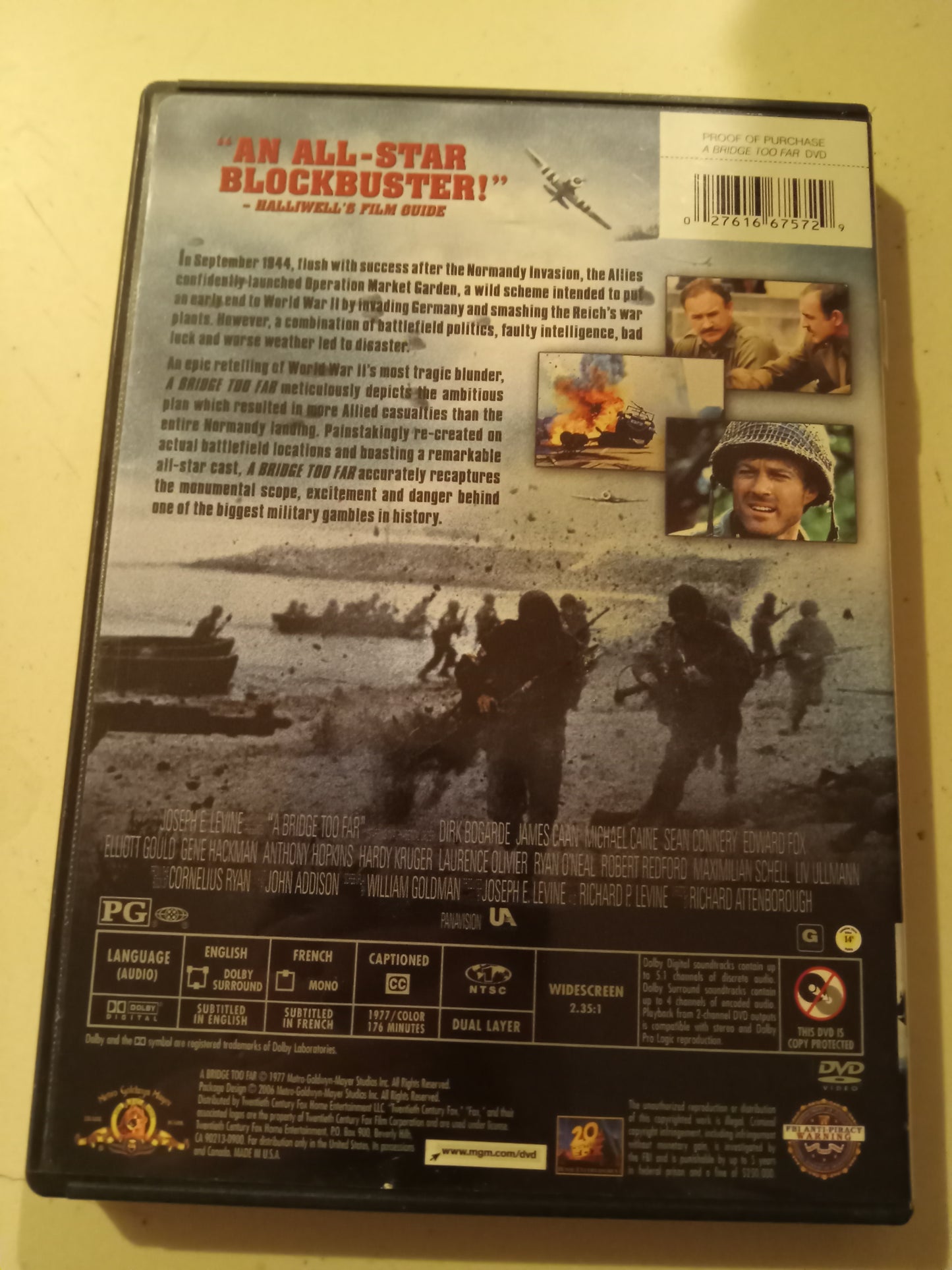 A Bridge Too Far, DVD Movie, Sean Connery Widescreen, Rated PG, USED
